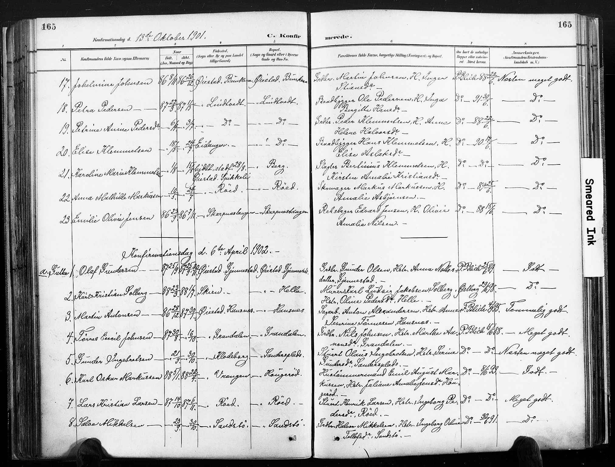 Øyestad sokneprestkontor, SAK/1111-0049/F/Fa/L0018: Parish register (official) no. A 18, 1897-1907, p. 165