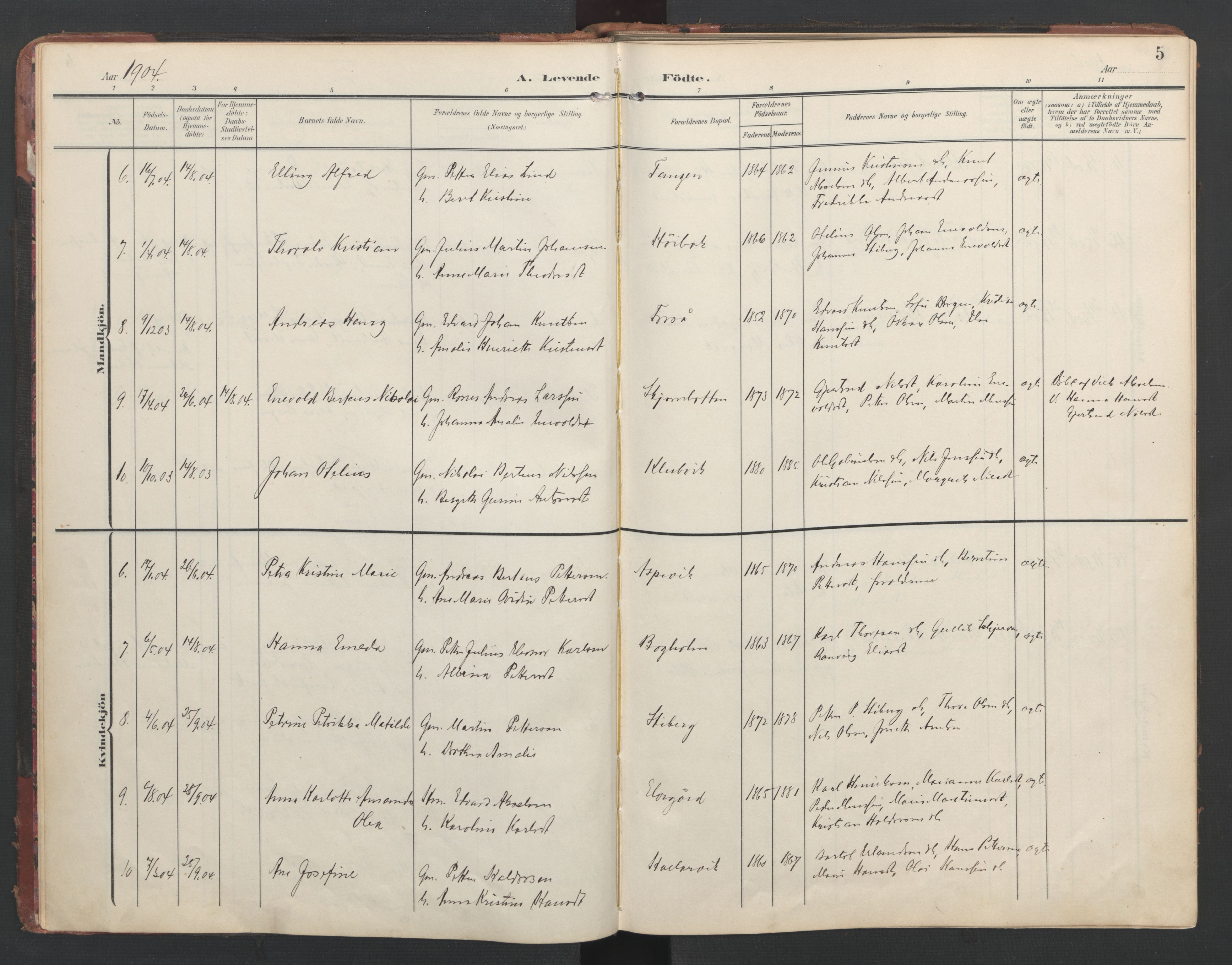 Ministerialprotokoller, klokkerbøker og fødselsregistre - Nordland, SAT/A-1459/867/L0966: Parish register (copy) no. 867C01, 1904-1952, p. 5
