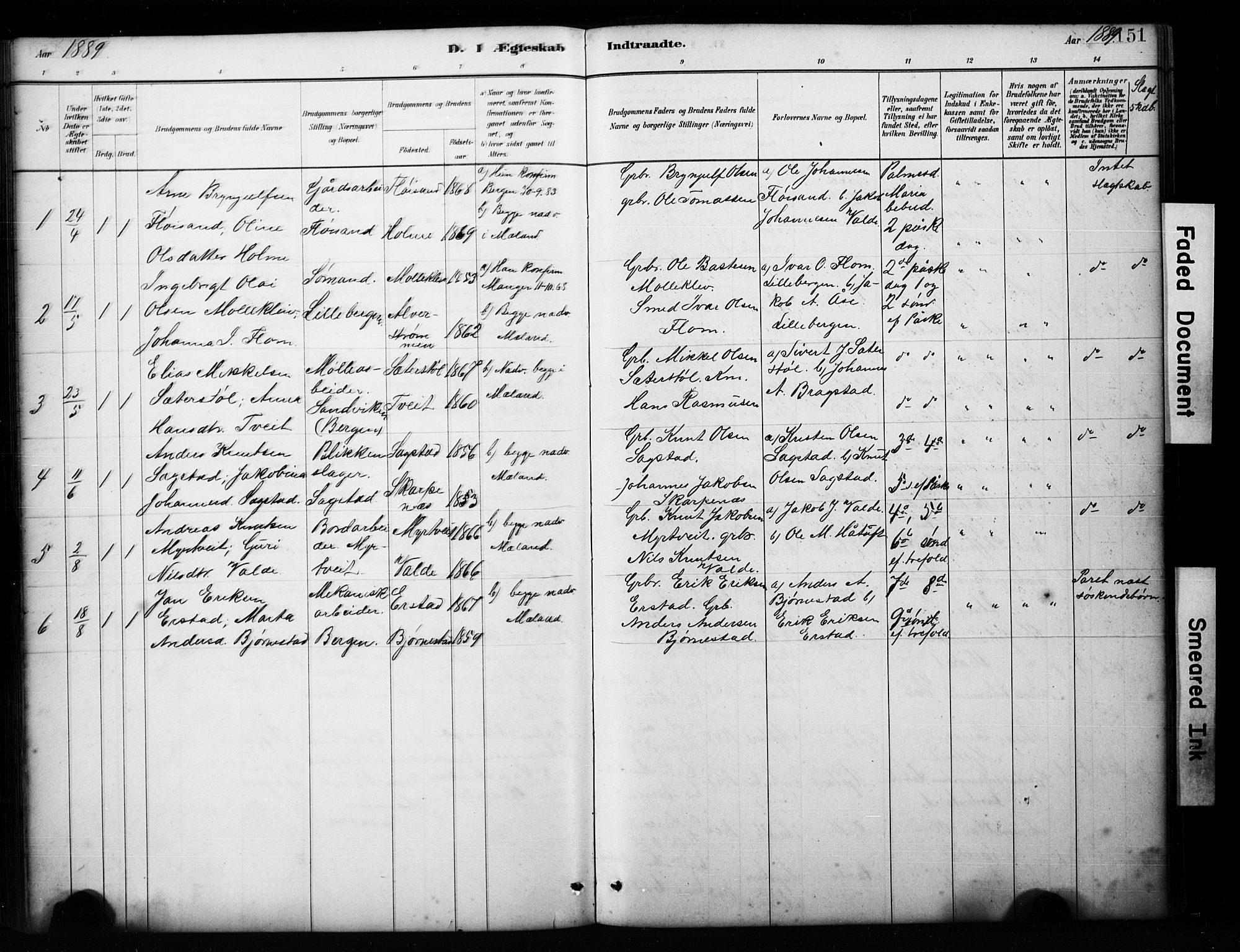 Alversund Sokneprestembete, SAB/A-73901/H/Ha/Hab: Parish register (copy) no. C 3, 1881-1894, p. 151