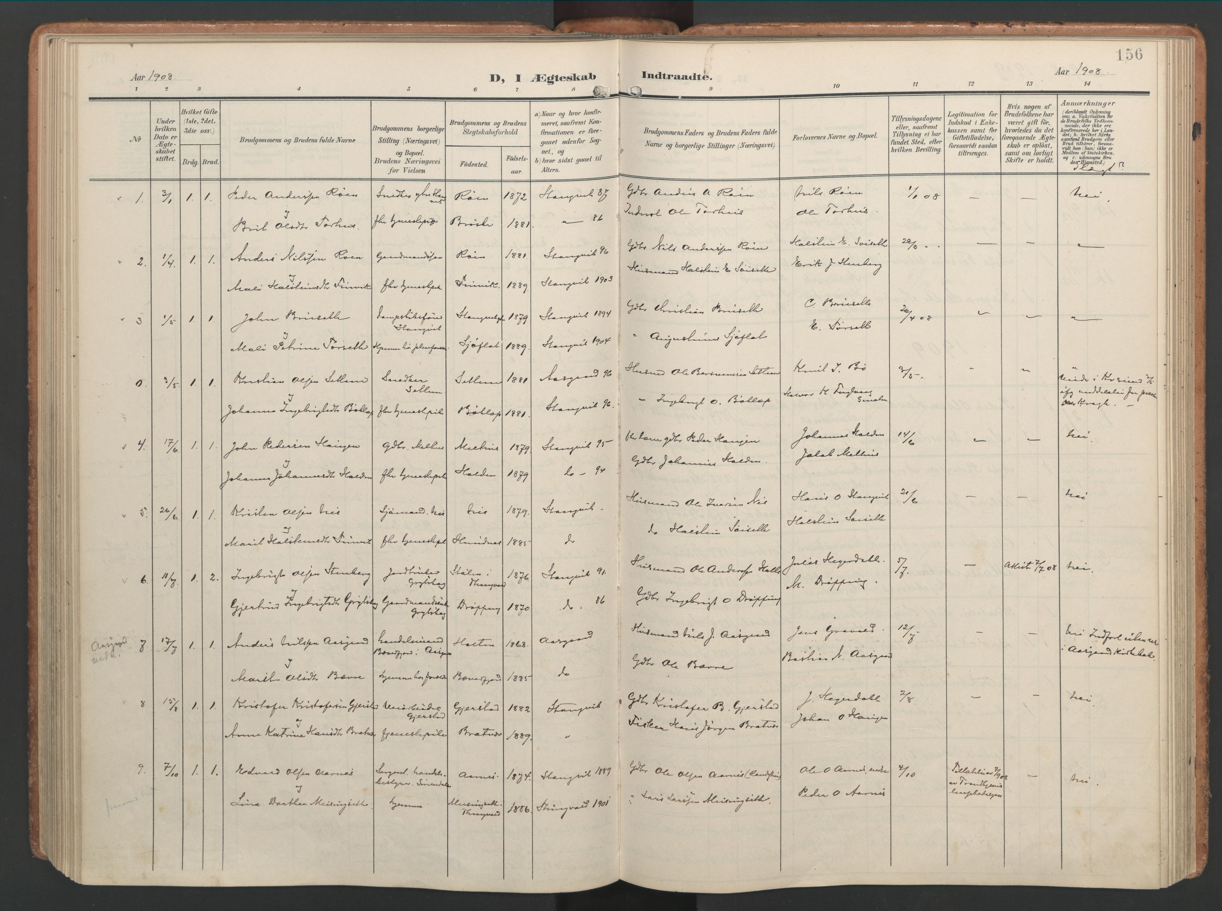 Ministerialprotokoller, klokkerbøker og fødselsregistre - Møre og Romsdal, AV/SAT-A-1454/592/L1030: Parish register (official) no. 592A08, 1901-1925, p. 156