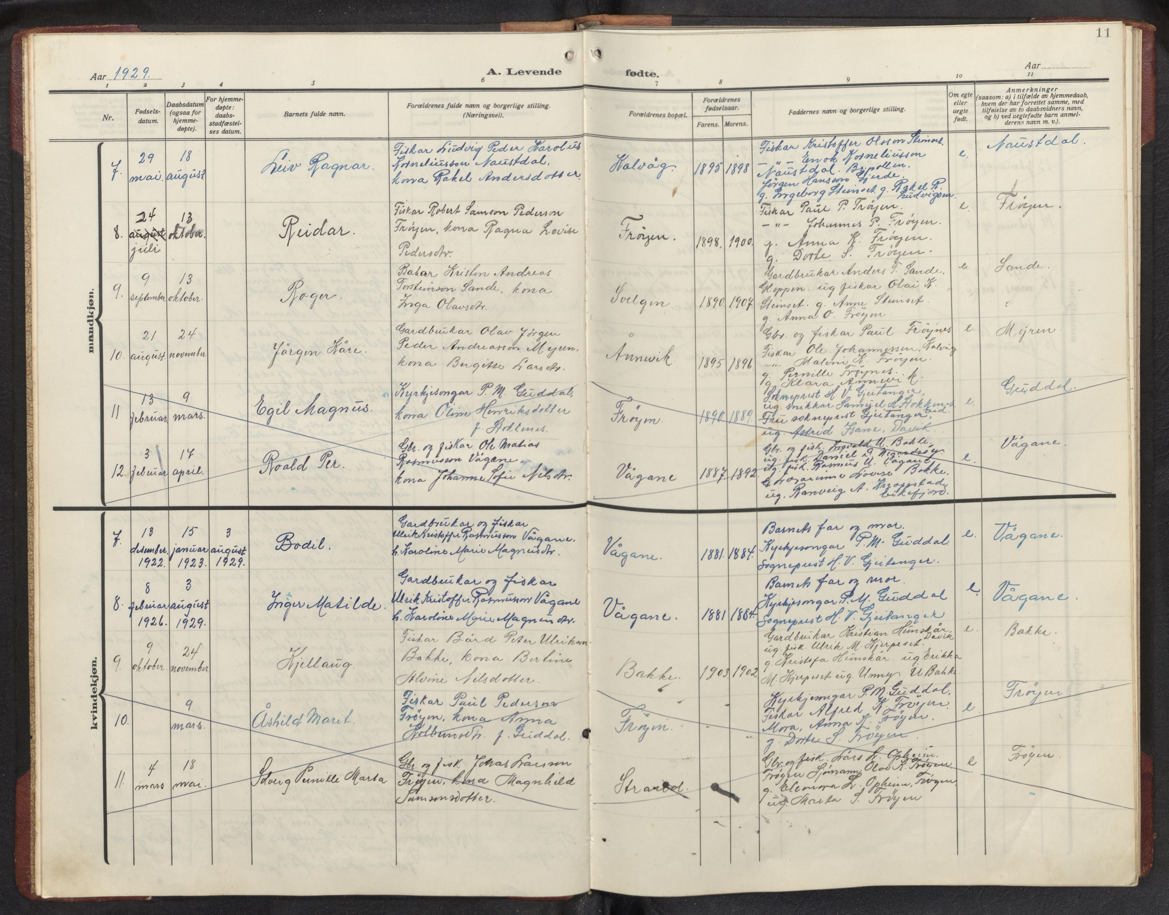 Bremanger sokneprestembete, AV/SAB-A-82201/H/Hab/Habb/L0002: Parish register (copy) no. B 2, 1926-1945, p. 10b-11a