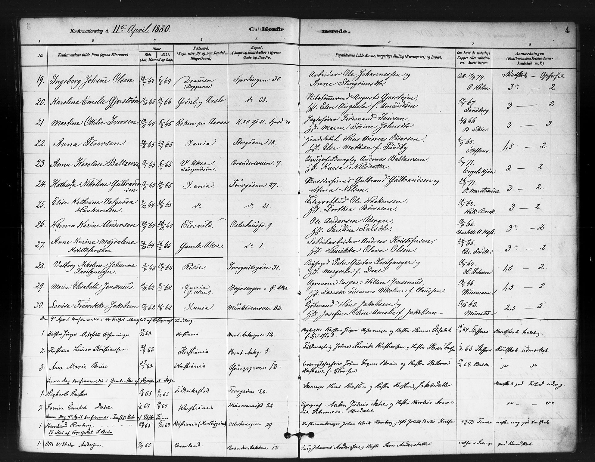 Jakob prestekontor Kirkebøker, AV/SAO-A-10850/F/Fa/L0004: Parish register (official) no. 4, 1880-1894, p. 4