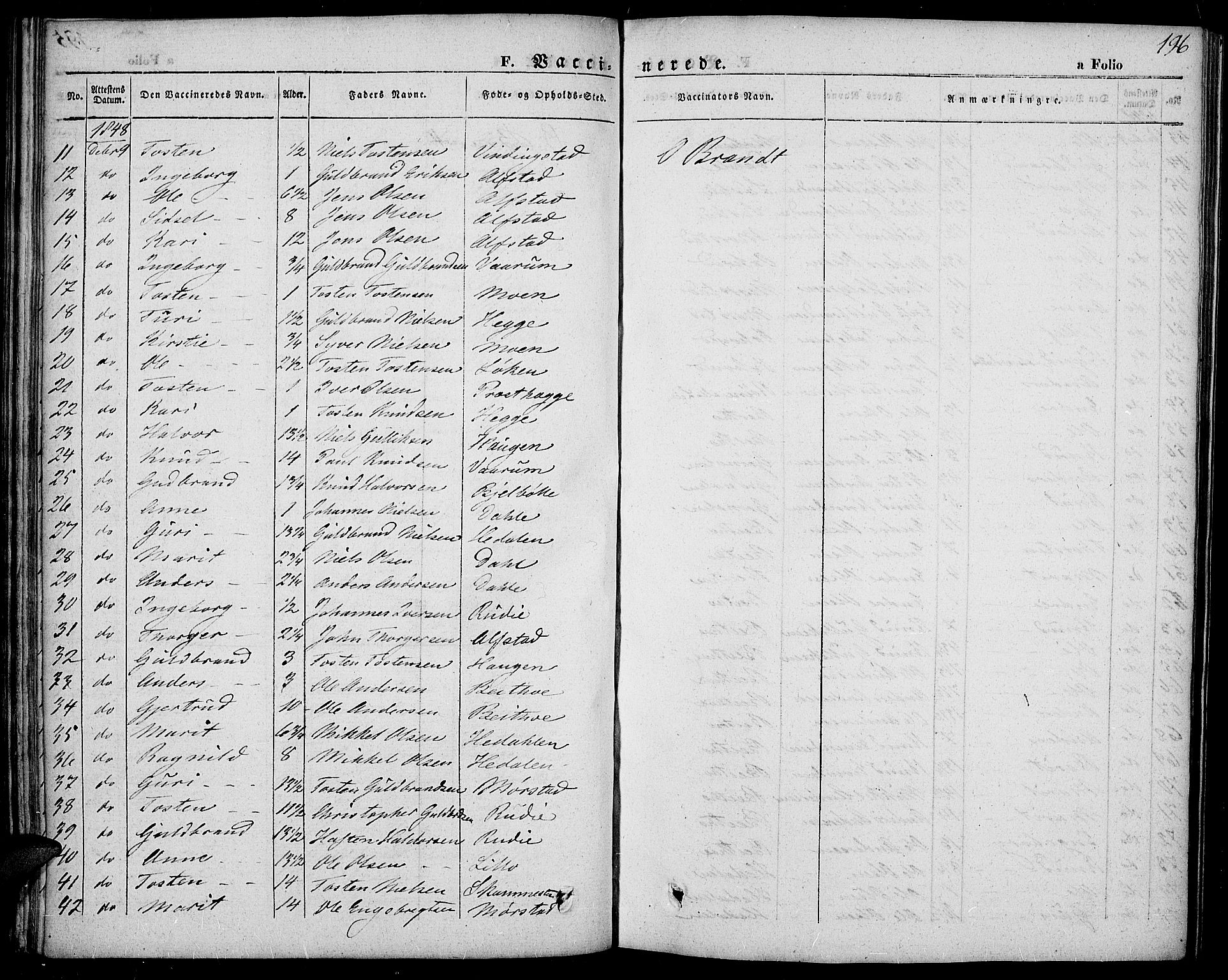 Slidre prestekontor, SAH/PREST-134/H/Ha/Haa/L0004: Parish register (official) no. 4, 1831-1848, p. 196