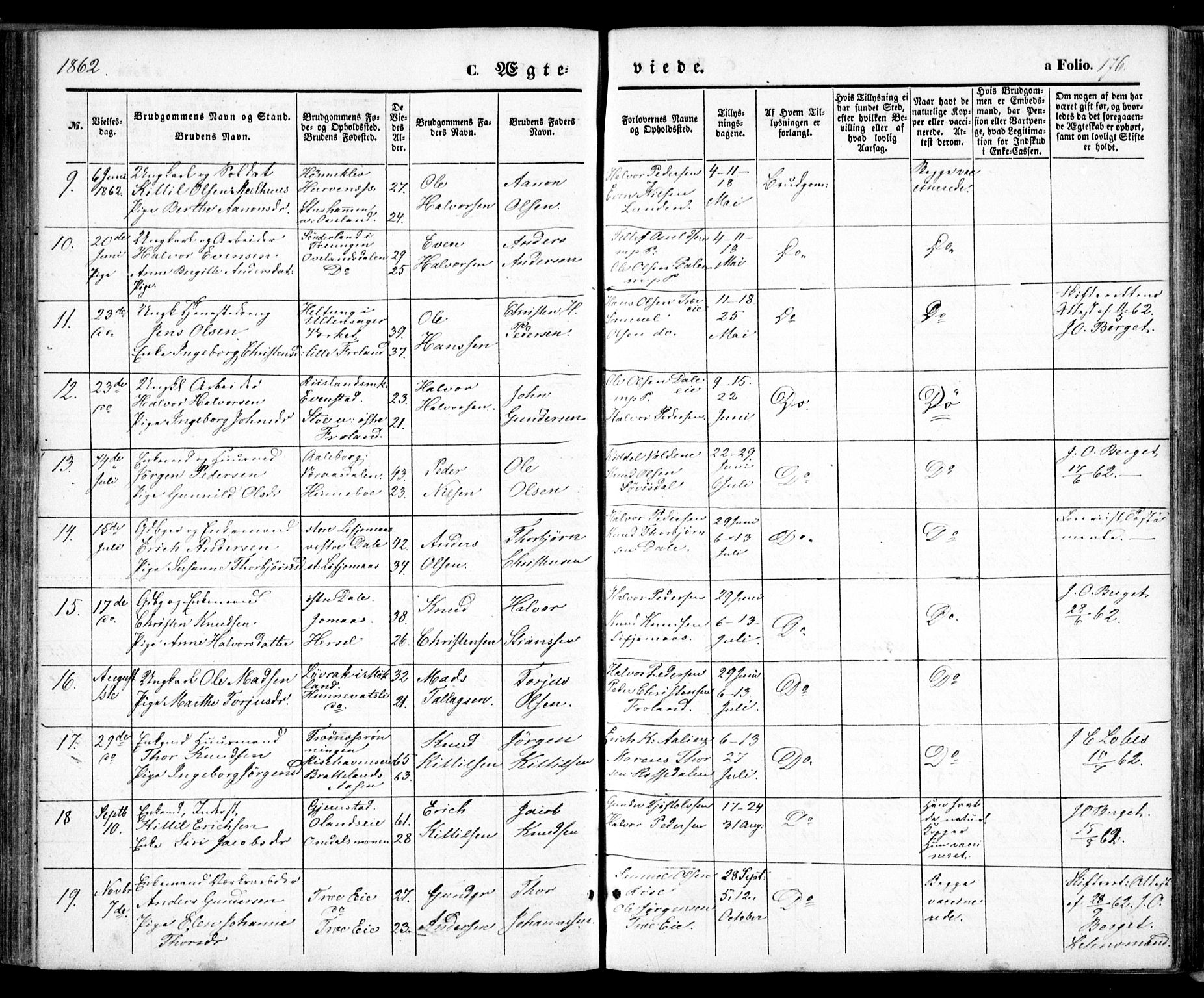 Froland sokneprestkontor, AV/SAK-1111-0013/F/Fa/L0002: Parish register (official) no. A 2, 1845-1863, p. 176