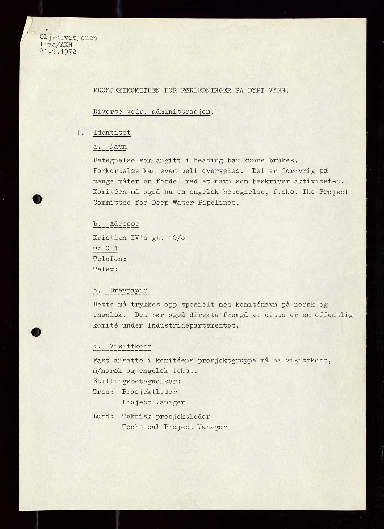 Industridepartementet, Oljekontoret, AV/SAST-A-101348/Di/L0002: DWP, måneds- kvartals- halvårs- og årsrapporter, økonomi, personell, div., 1972-1974, p. 483