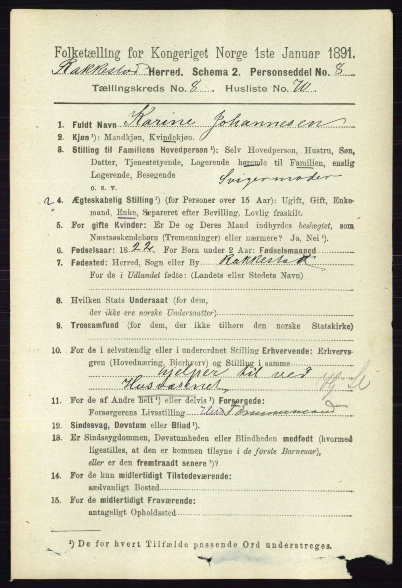 RA, 1891 census for 0128 Rakkestad, 1891, p. 4044