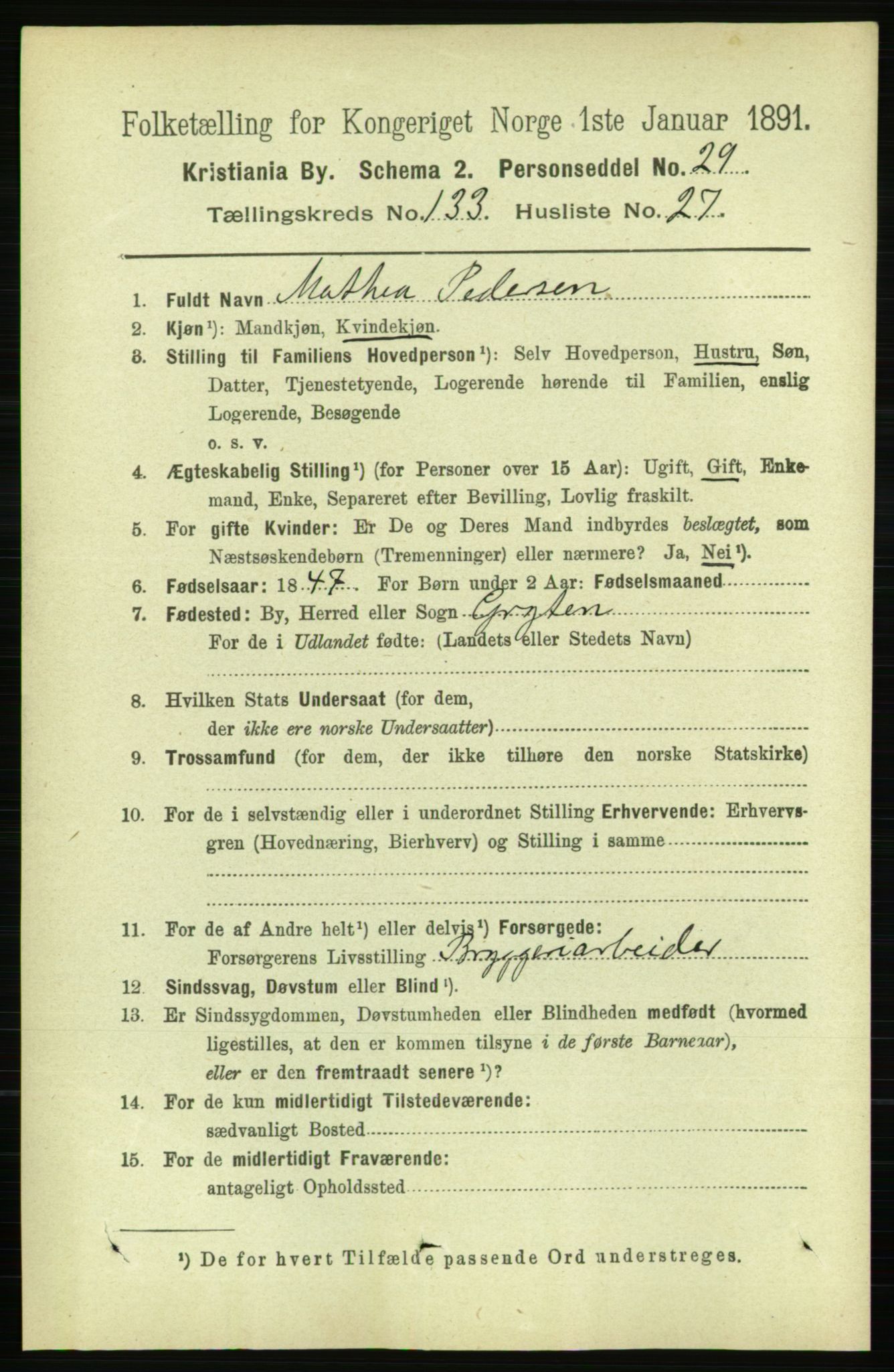 RA, 1891 census for 0301 Kristiania, 1891, p. 73015