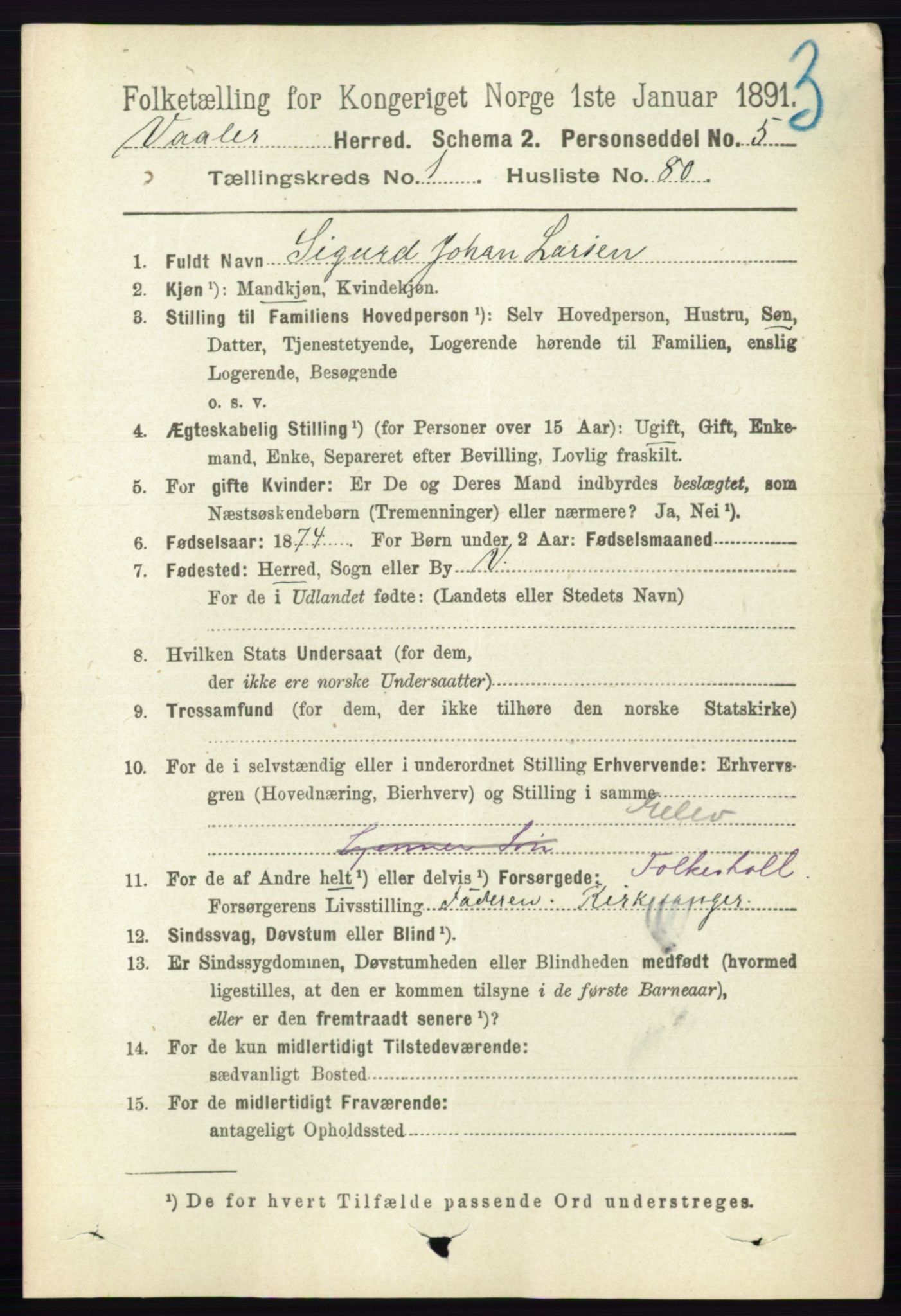 RA, 1891 census for 0137 Våler, 1891, p. 608