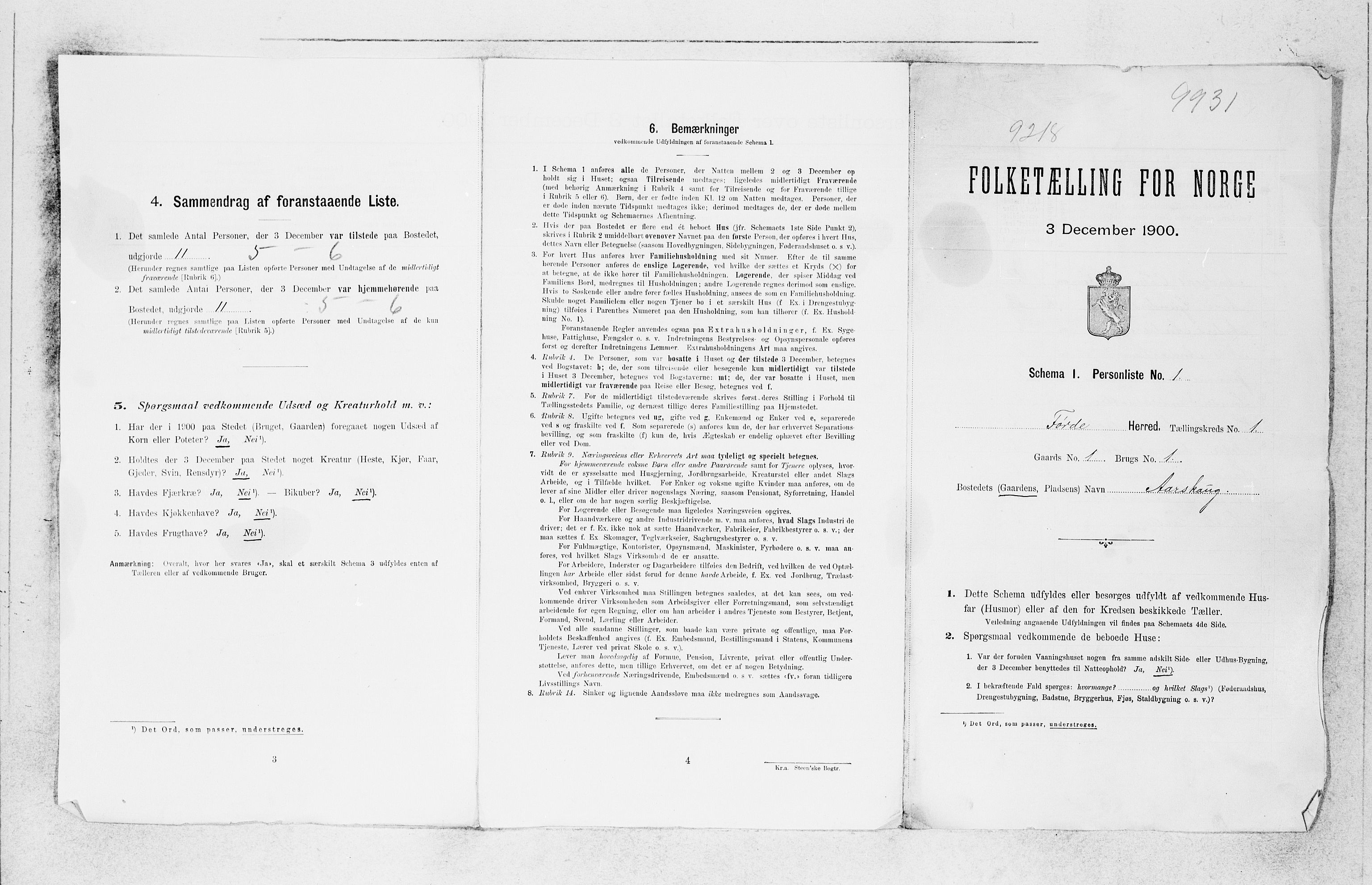 SAB, 1900 census for Førde, 1900, p. 24