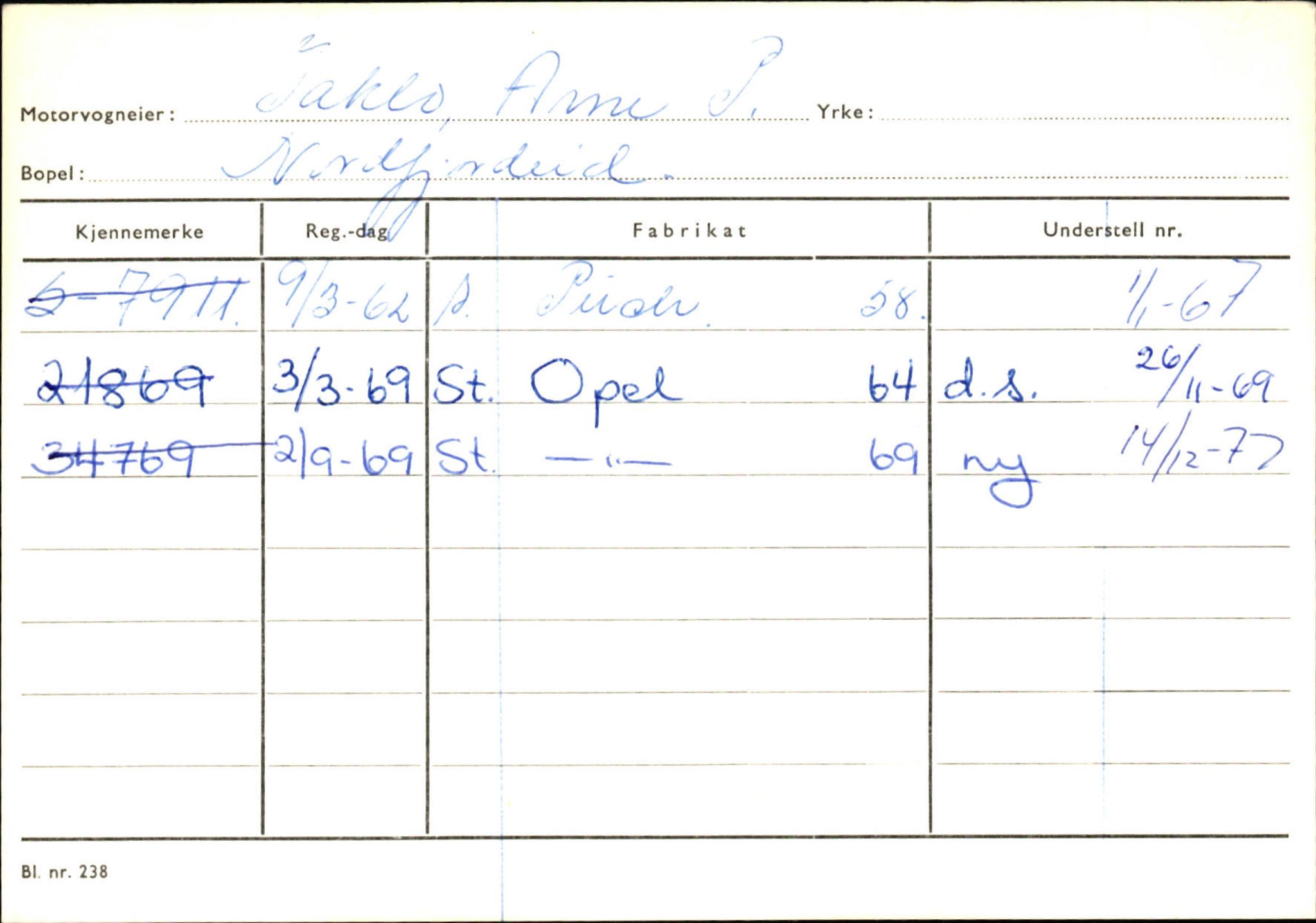 Statens vegvesen, Sogn og Fjordane vegkontor, AV/SAB-A-5301/4/F/L0130: Eigarregister Eid T-Å. Høyanger A-O, 1945-1975, p. 3