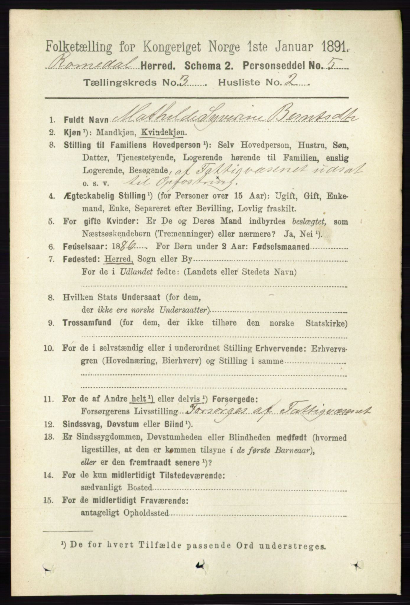RA, 1891 census for 0416 Romedal, 1891, p. 1430