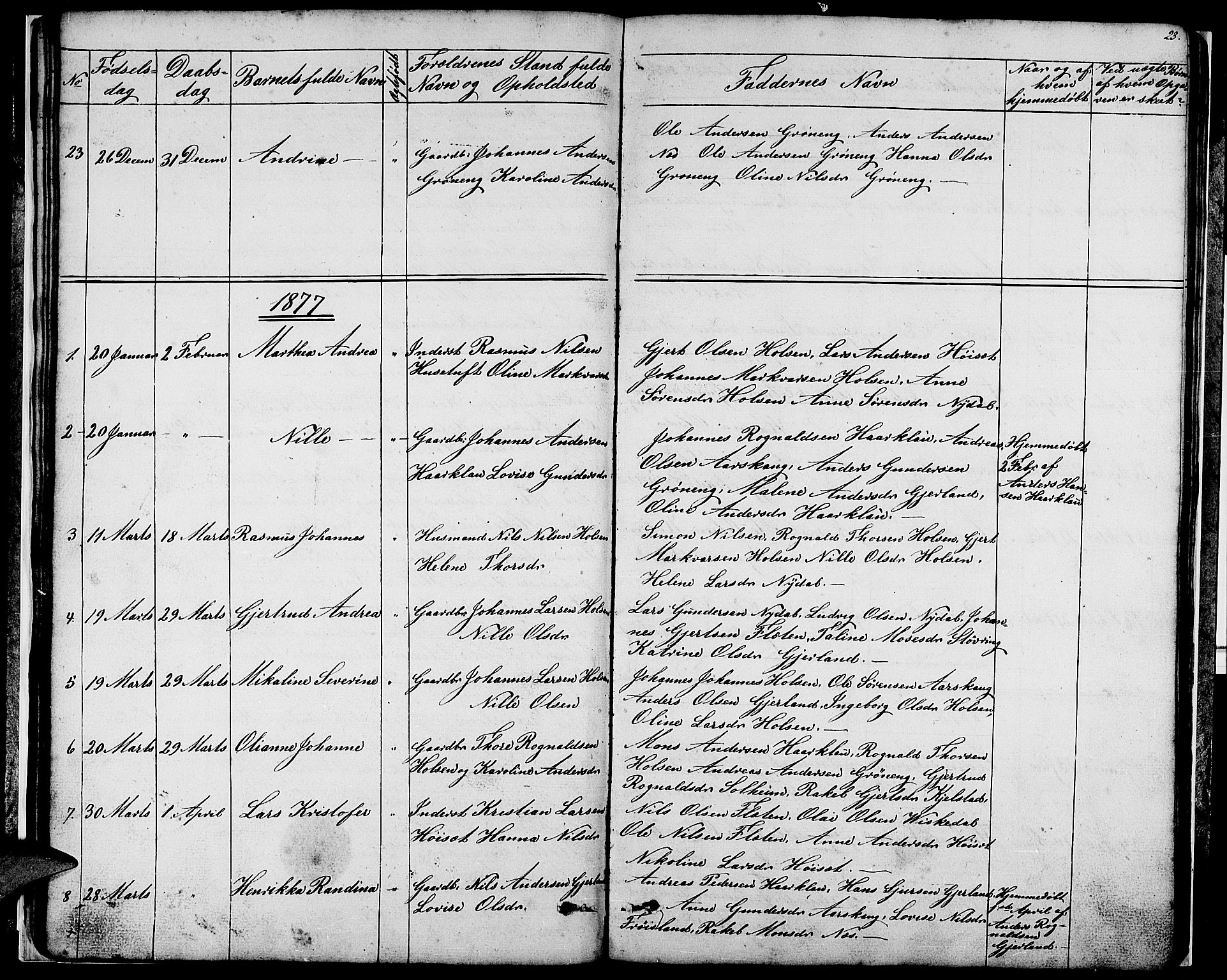 Førde sokneprestembete, SAB/A-79901/H/Hab/Habc/L0001: Parish register (copy) no. C 1, 1853-1880, p. 23