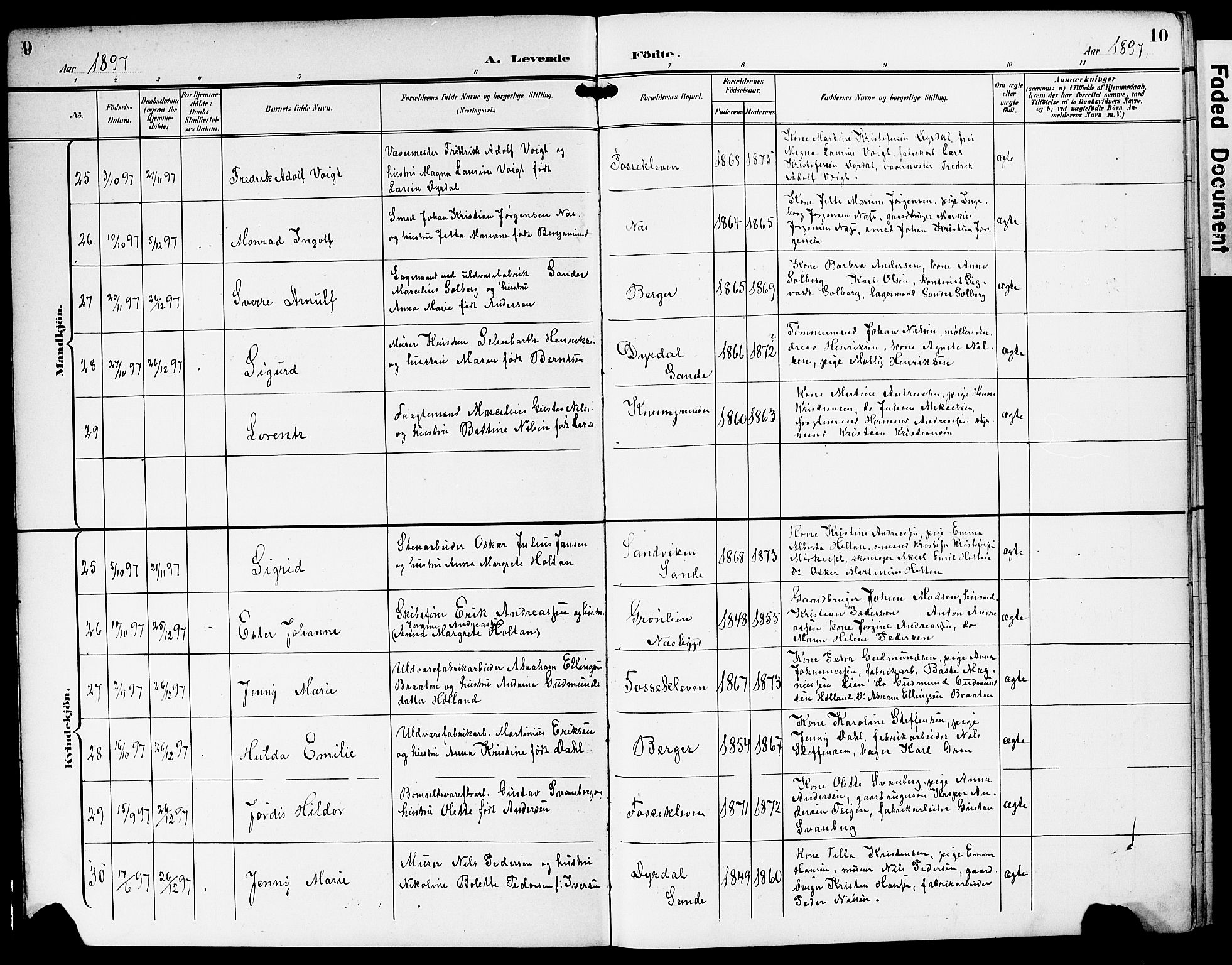 Strømm kirkebøker, AV/SAKO-A-322/G/Ga/L0004: Parish register (copy) no. I 4, 1897-1927, p. 9-10