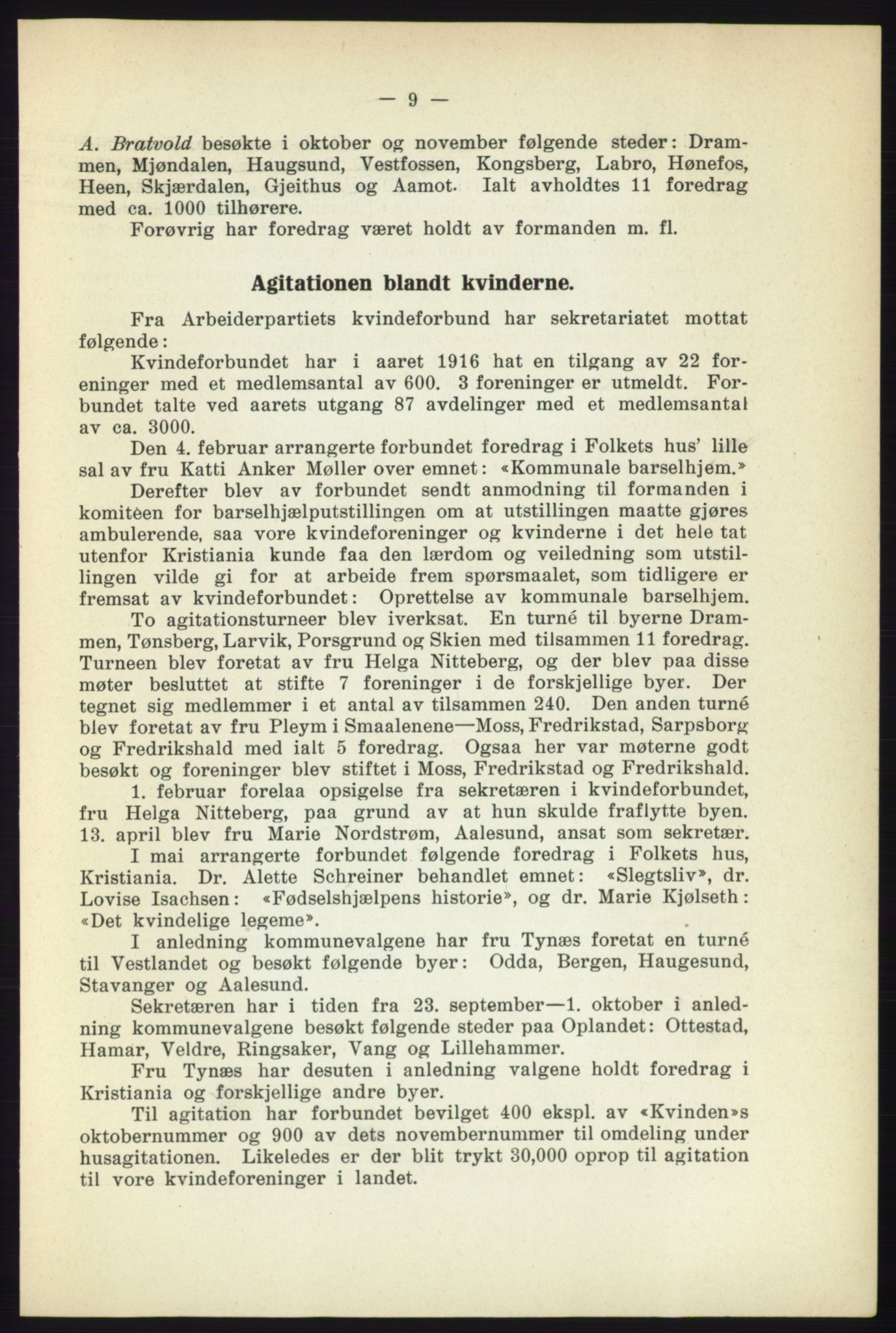 Landsorganisasjonen i Norge - publikasjoner, AAB/-/-/-: Landsorganisationens beretning for 1916, 1916, p. 9