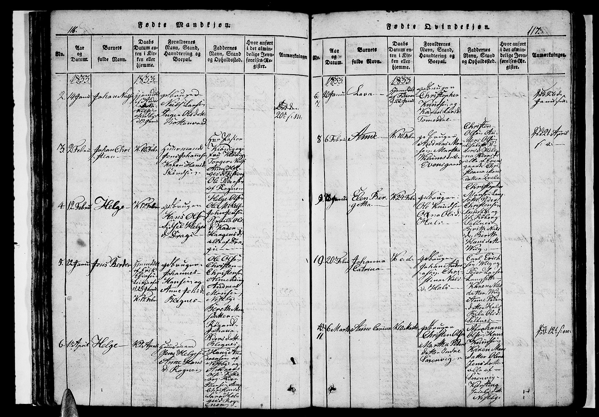 Ministerialprotokoller, klokkerbøker og fødselsregistre - Nordland, AV/SAT-A-1459/847/L0676: Parish register (copy) no. 847C04, 1821-1853, p. 116-117