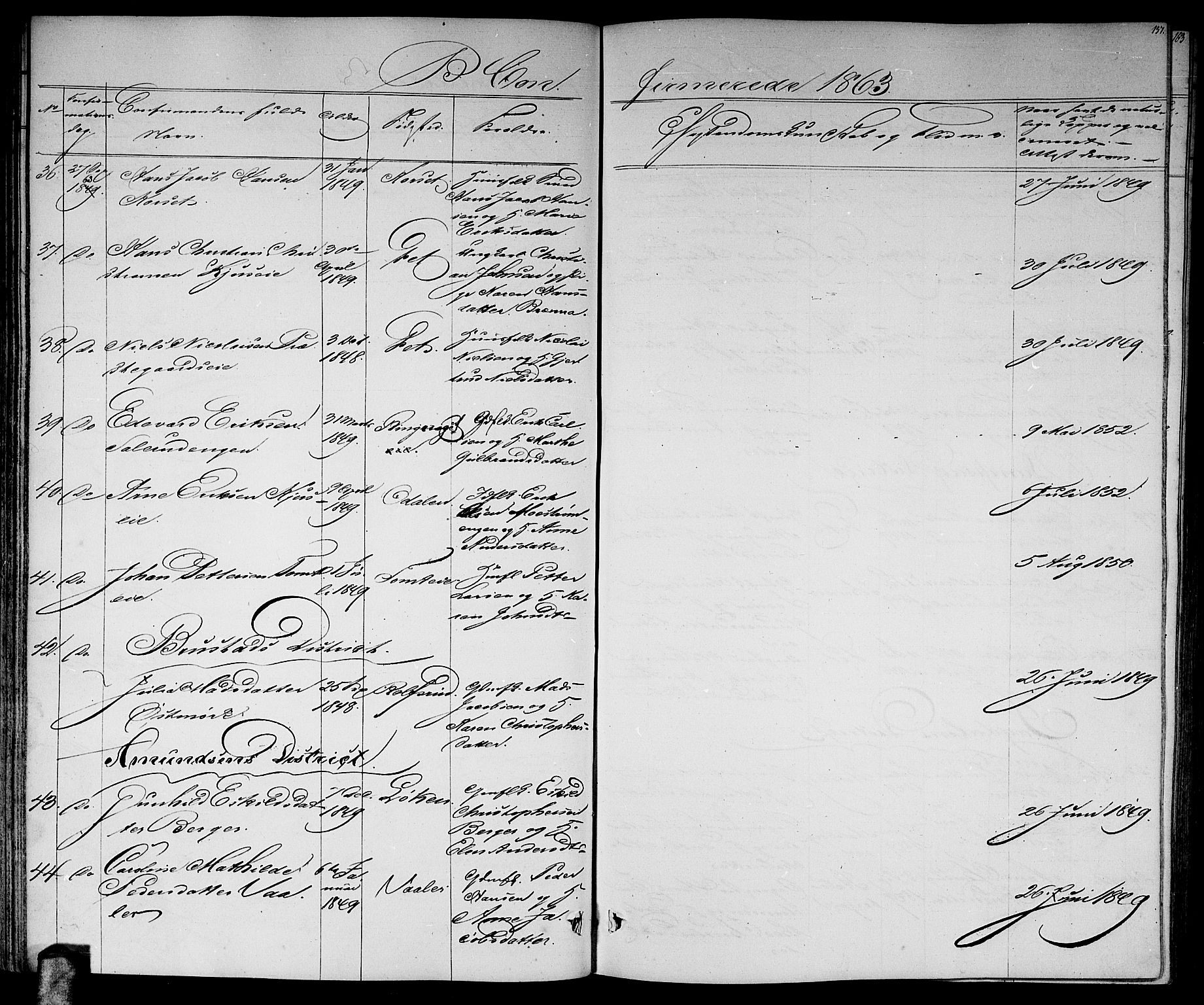 Skedsmo prestekontor Kirkebøker, AV/SAO-A-10033a/G/Ga/L0002: Parish register (copy) no. I 2, 1855-1872, p. 157