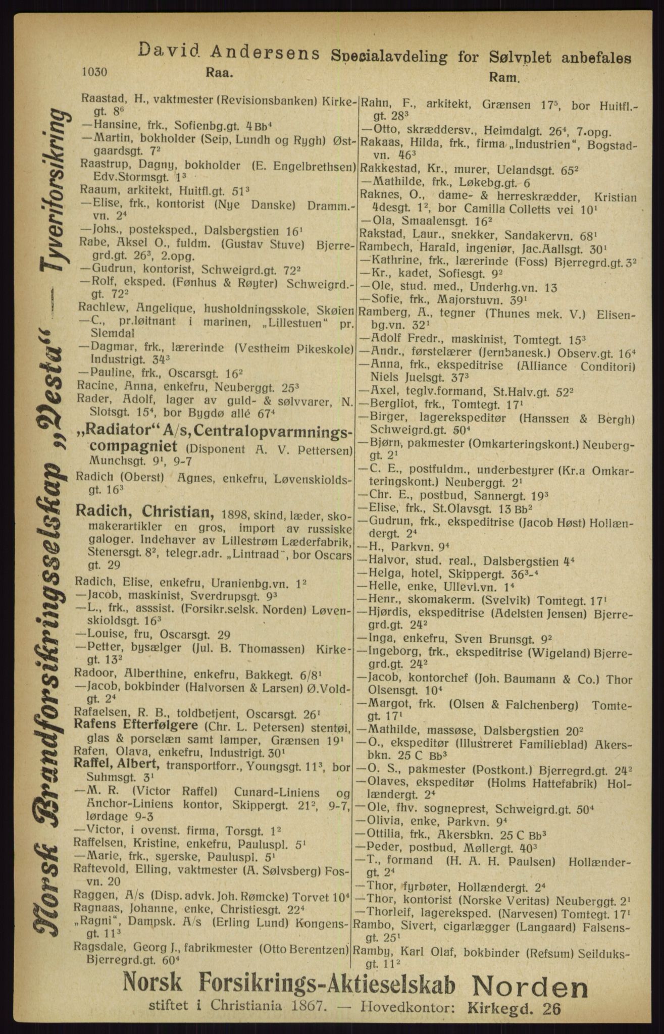 Kristiania/Oslo adressebok, PUBL/-, 1916, p. 1030