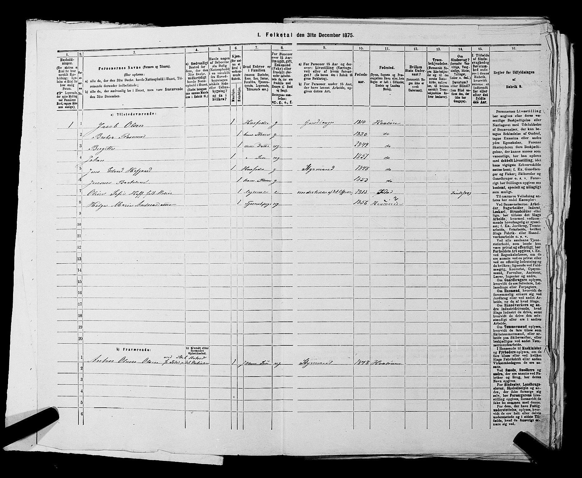 RA, 1875 census for 0111P Hvaler, 1875, p. 30