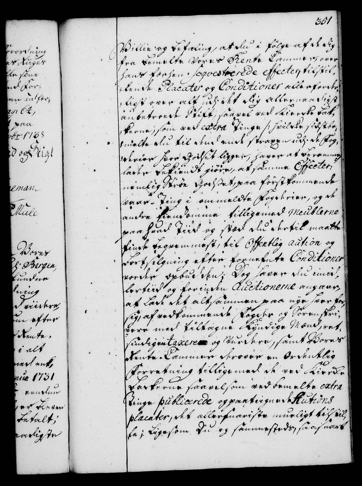 Rentekammeret, Kammerkanselliet, RA/EA-3111/G/Gg/Gga/L0004: Norsk ekspedisjonsprotokoll med register (merket RK 53.4), 1734-1741, p. 351