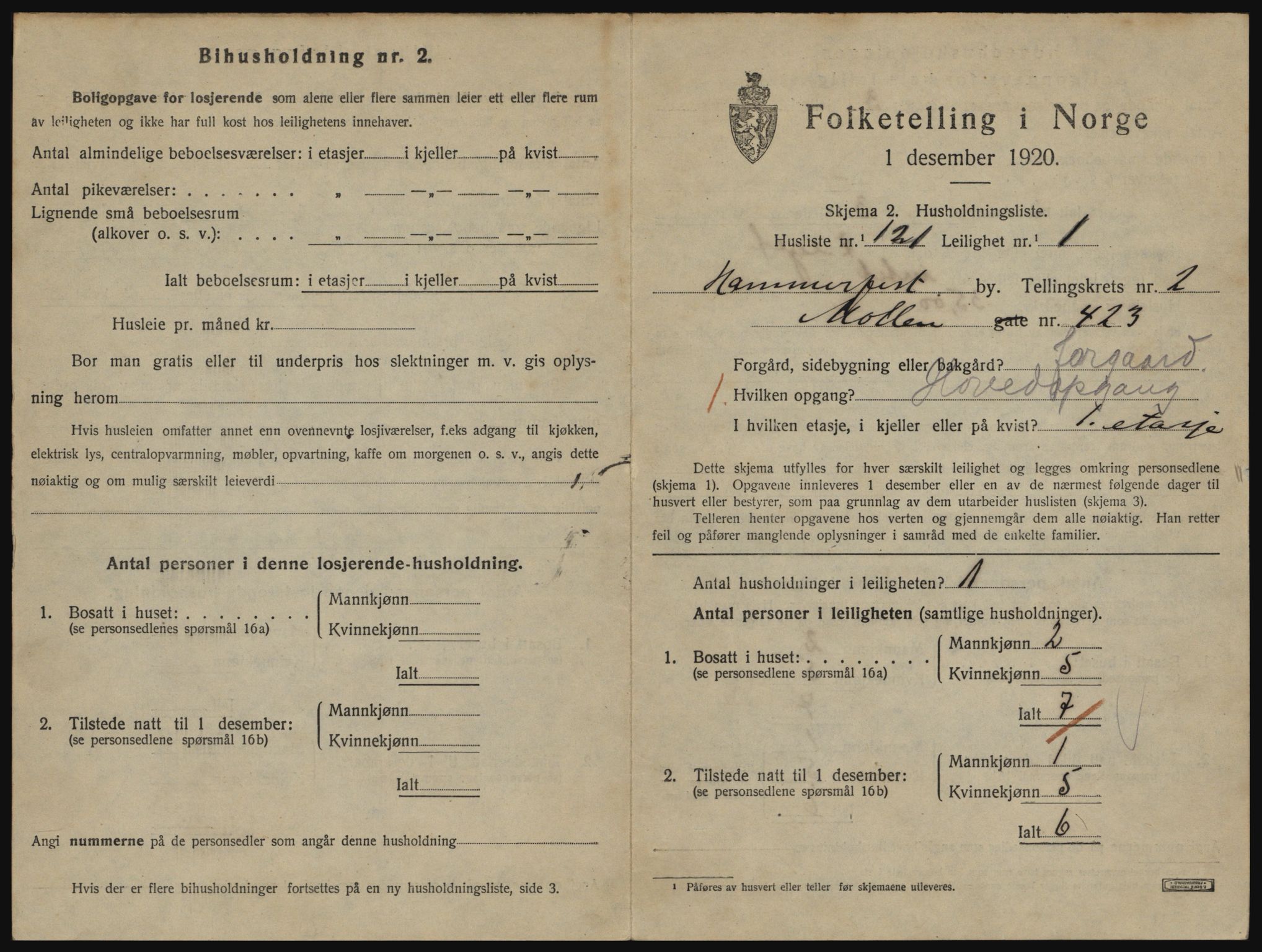SATØ, 1920 census for Hammerfest, 1920, p. 2260