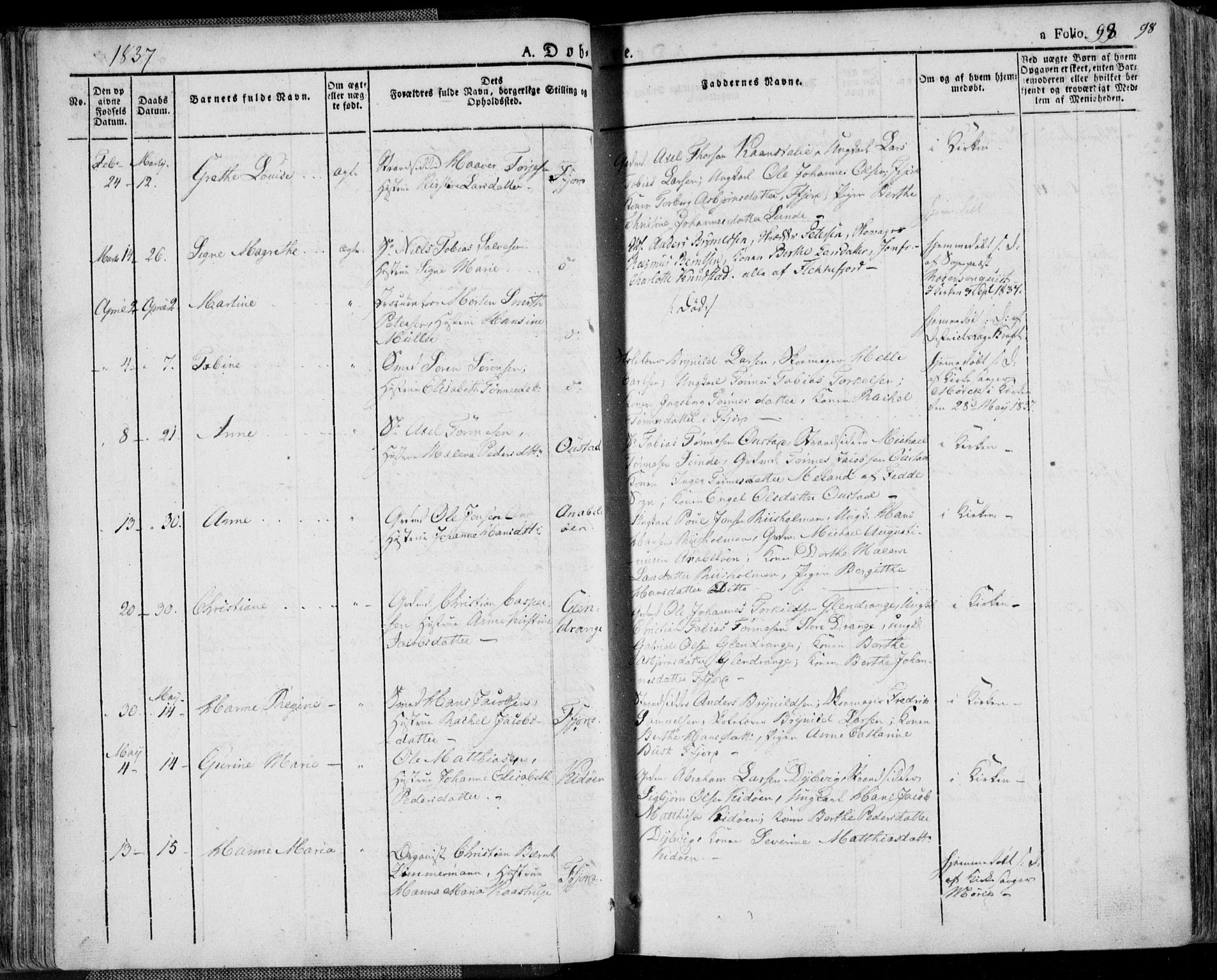 Flekkefjord sokneprestkontor, AV/SAK-1111-0012/F/Fa/Fac/L0003: Parish register (official) no. A 3, 1826-1841, p. 98