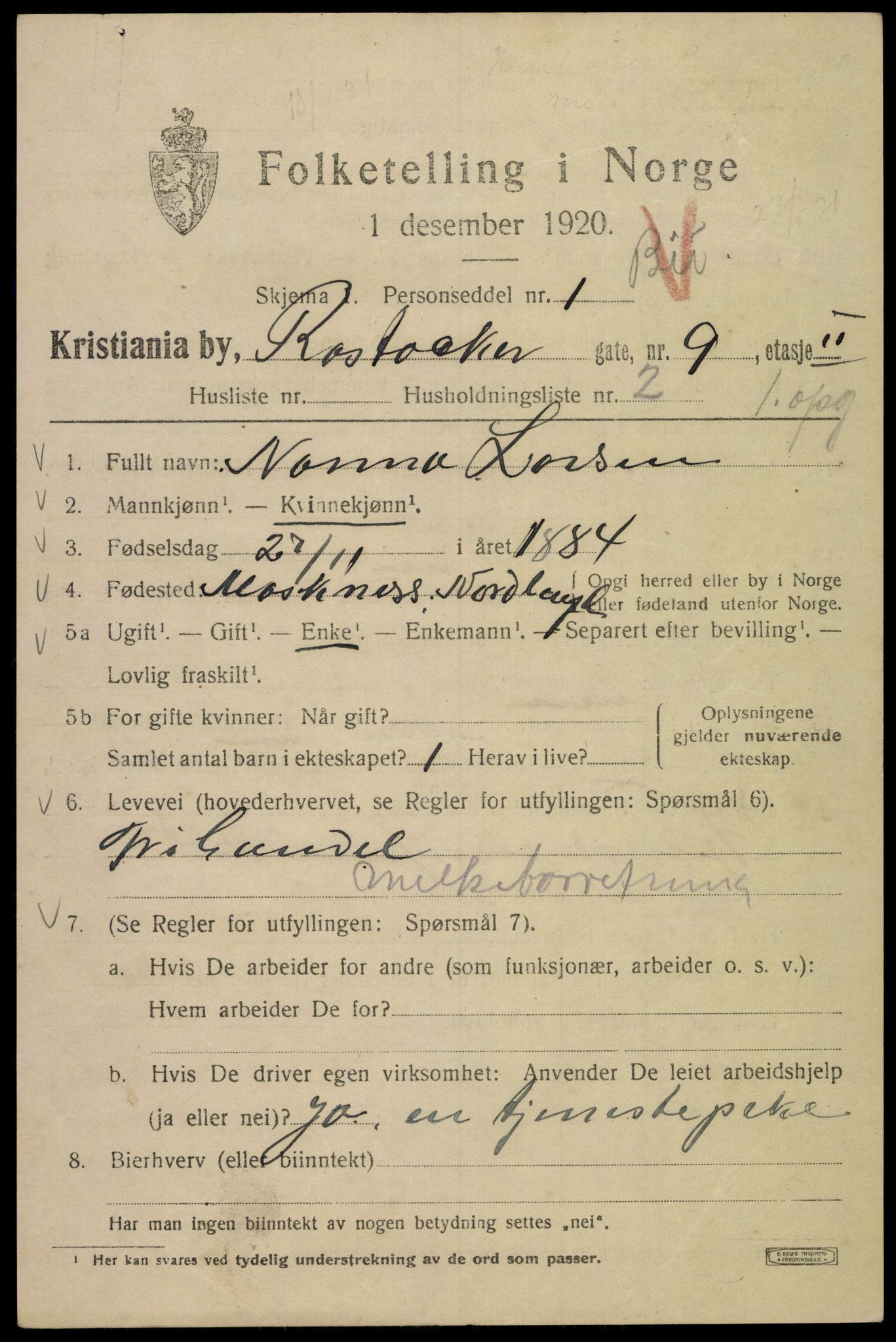 SAO, 1920 census for Kristiania, 1920, p. 469365