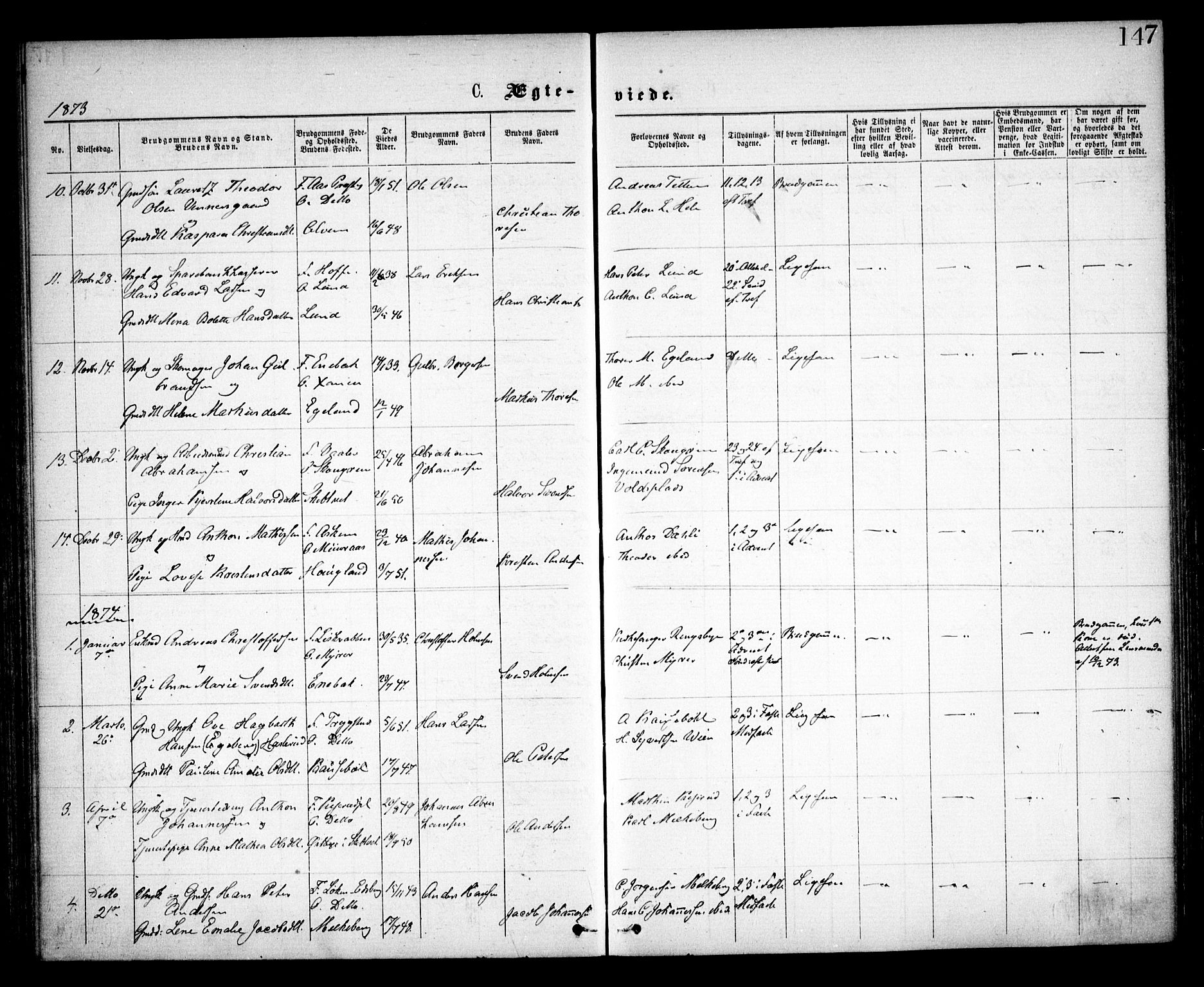 Spydeberg prestekontor Kirkebøker, SAO/A-10924/F/Fa/L0006: Parish register (official) no. I 6, 1863-1874, p. 147