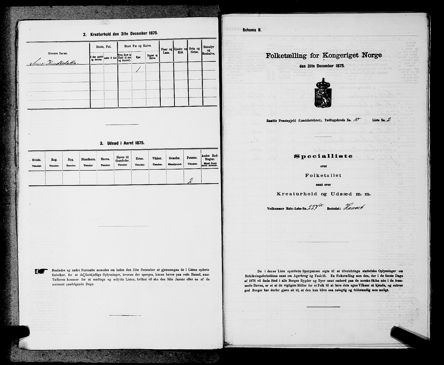 SAKO, 1875 census for 0814L Bamble/Bamble, 1875, p. 1348