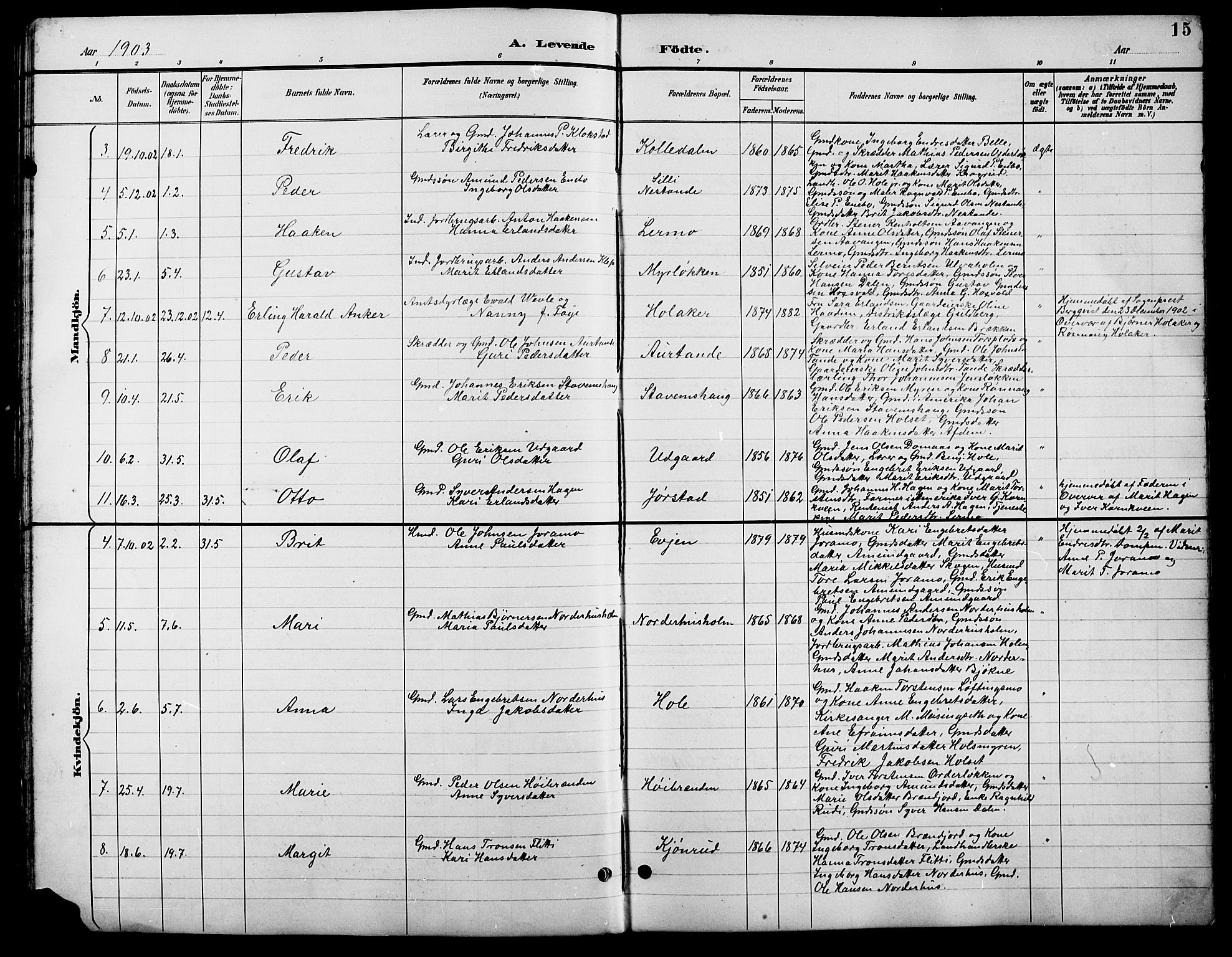 Lesja prestekontor, SAH/PREST-068/H/Ha/Hab/L0007: Parish register (copy) no. 7, 1895-1919, p. 15