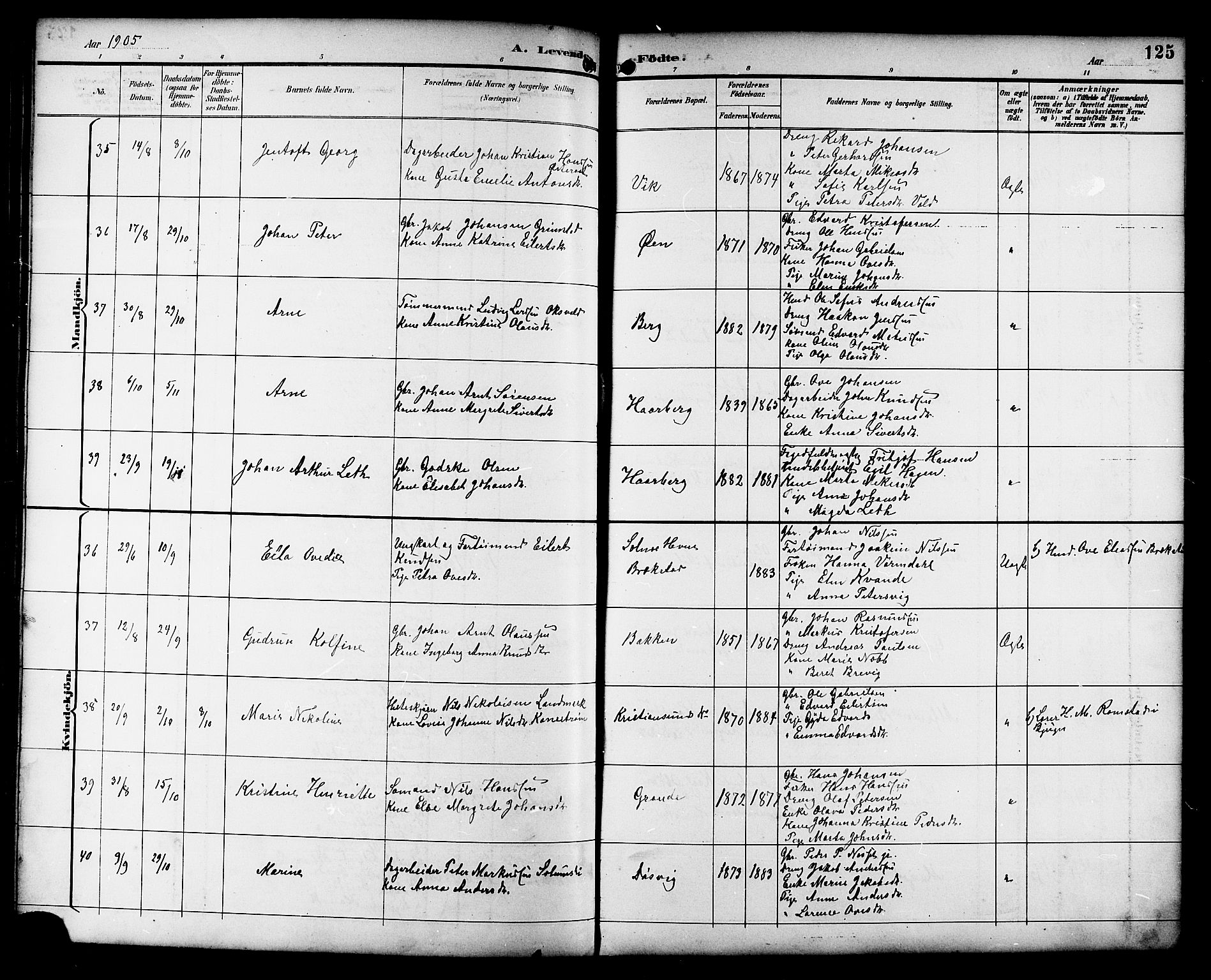 Ministerialprotokoller, klokkerbøker og fødselsregistre - Sør-Trøndelag, SAT/A-1456/659/L0746: Parish register (copy) no. 659C03, 1893-1912, p. 125