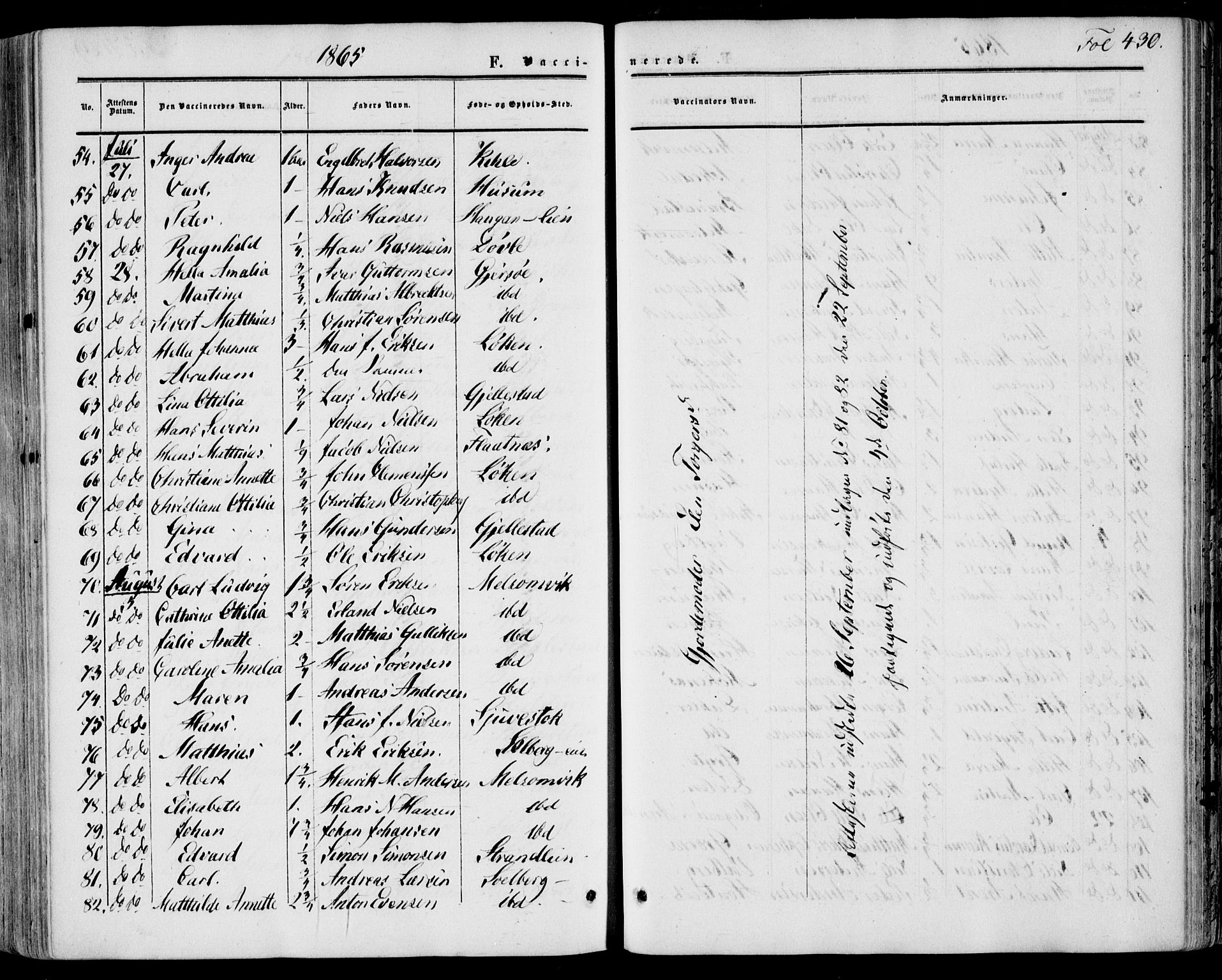 Stokke kirkebøker, SAKO/A-320/F/Fa/L0008: Parish register (official) no. I 8, 1858-1871, p. 430