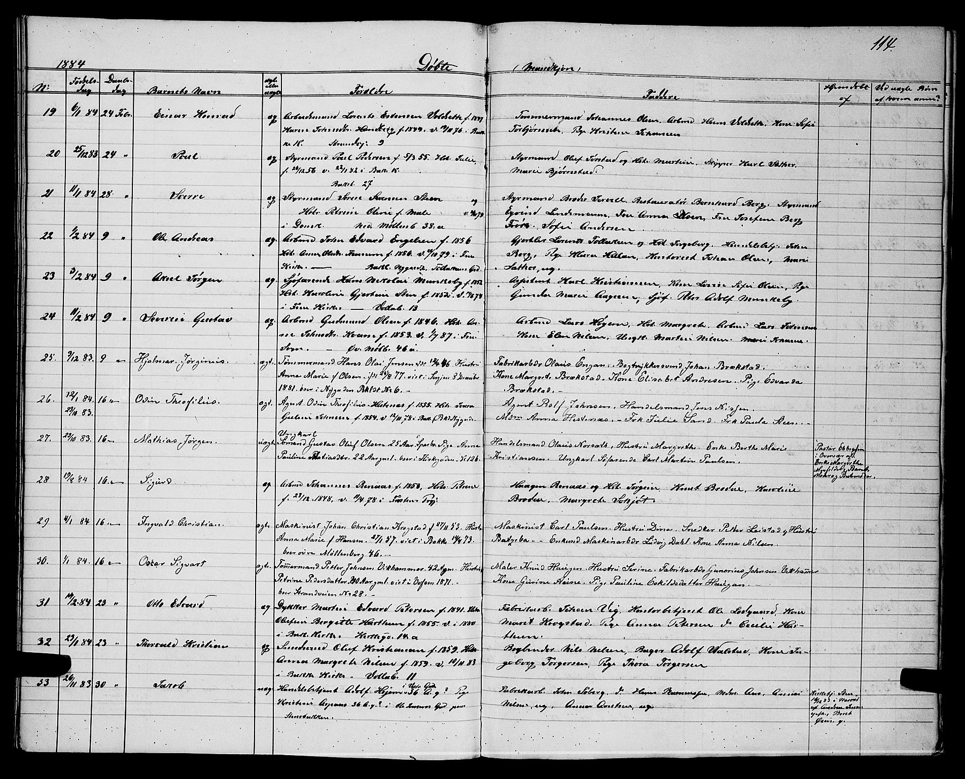 Ministerialprotokoller, klokkerbøker og fødselsregistre - Sør-Trøndelag, AV/SAT-A-1456/604/L0220: Parish register (copy) no. 604C03, 1870-1885, p. 114