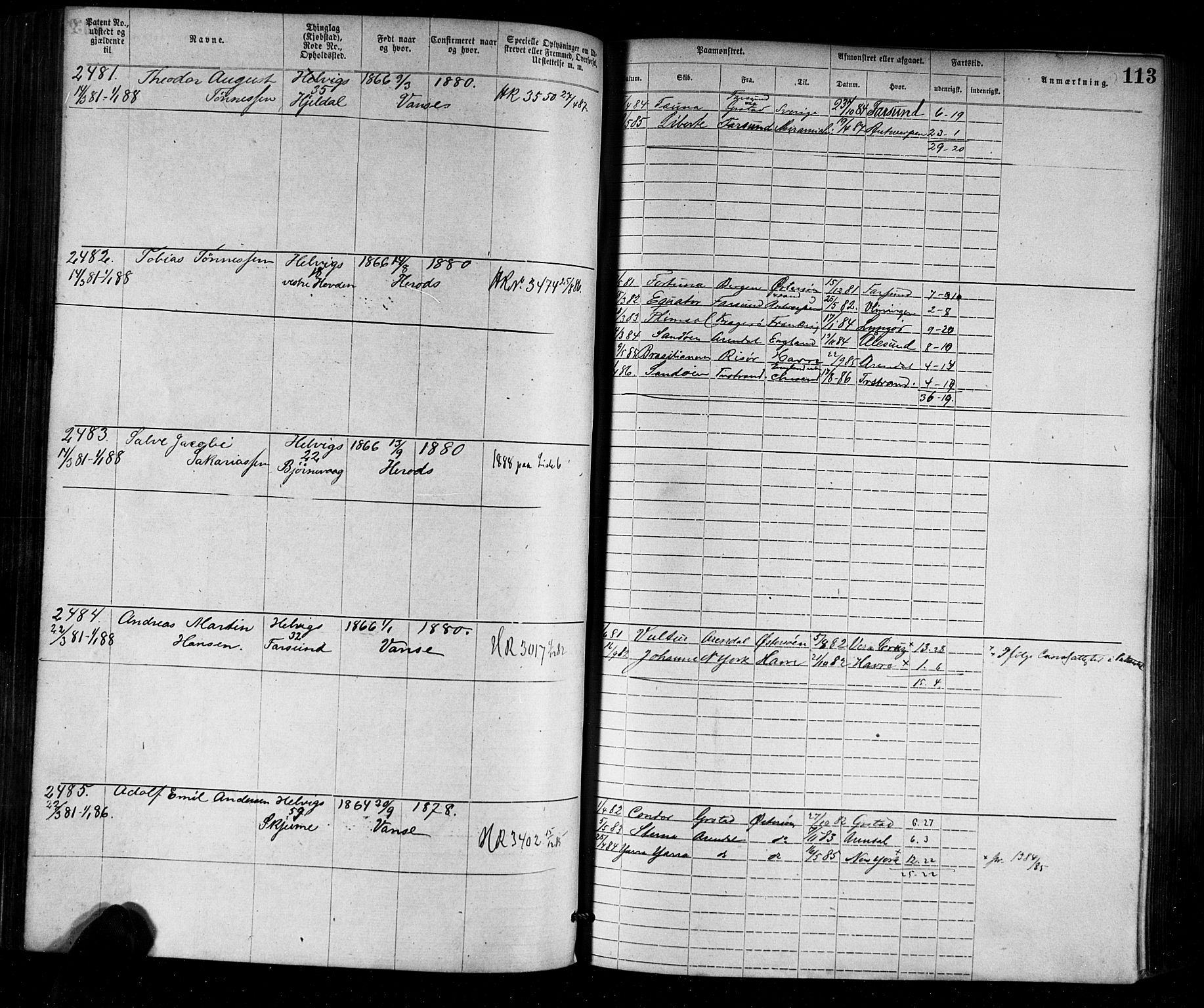 Farsund mønstringskrets, SAK/2031-0017/F/Fa/L0002: Annotasjonsrulle nr 1921-3815 med register, M-2, 1877-1894, p. 139