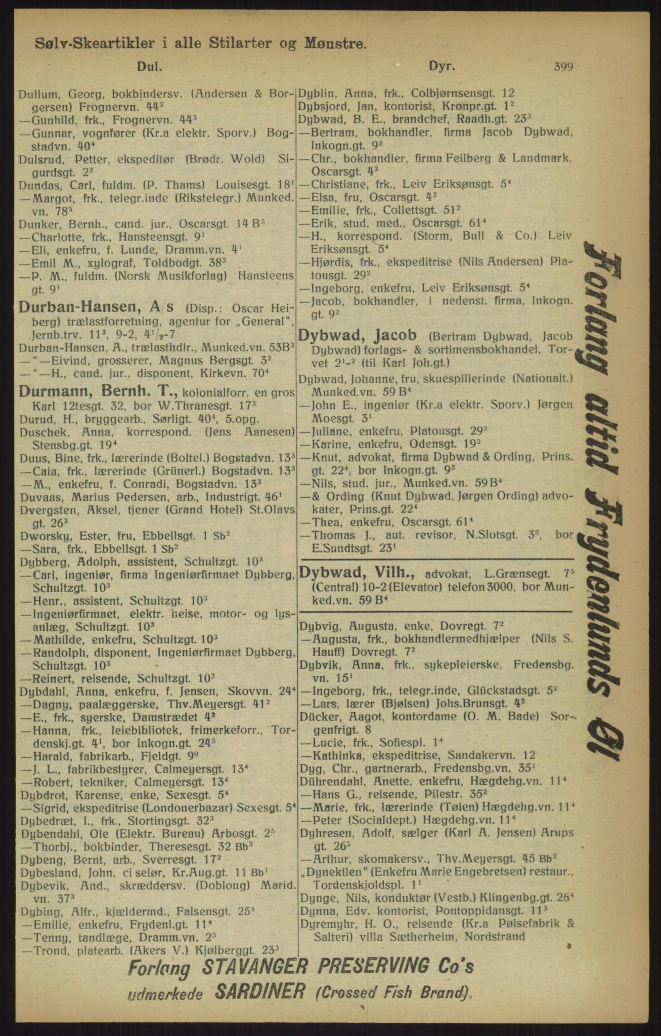 Kristiania/Oslo adressebok, PUBL/-, 1915, p. 399