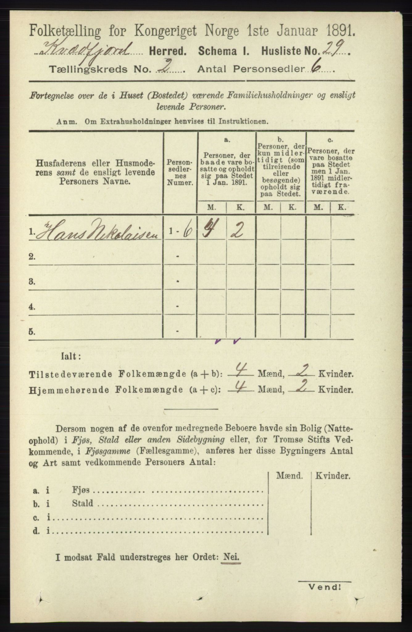 RA, 1891 census for 1911 Kvæfjord, 1891, p. 656