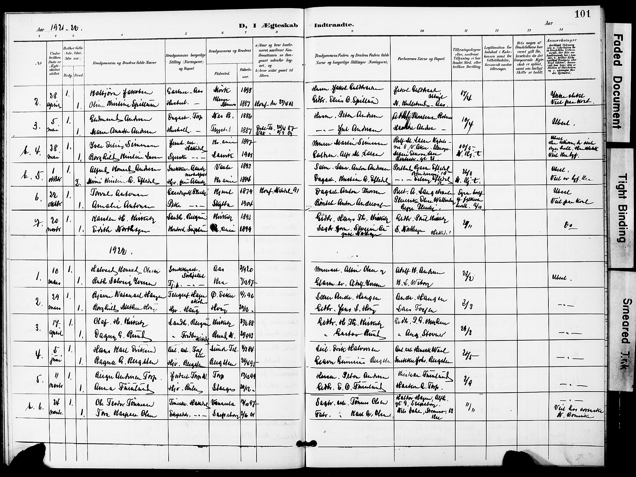 Nittedal prestekontor Kirkebøker, AV/SAO-A-10365a/G/Gb/L0003: Parish register (copy) no. II 3, 1902-1924, p. 101