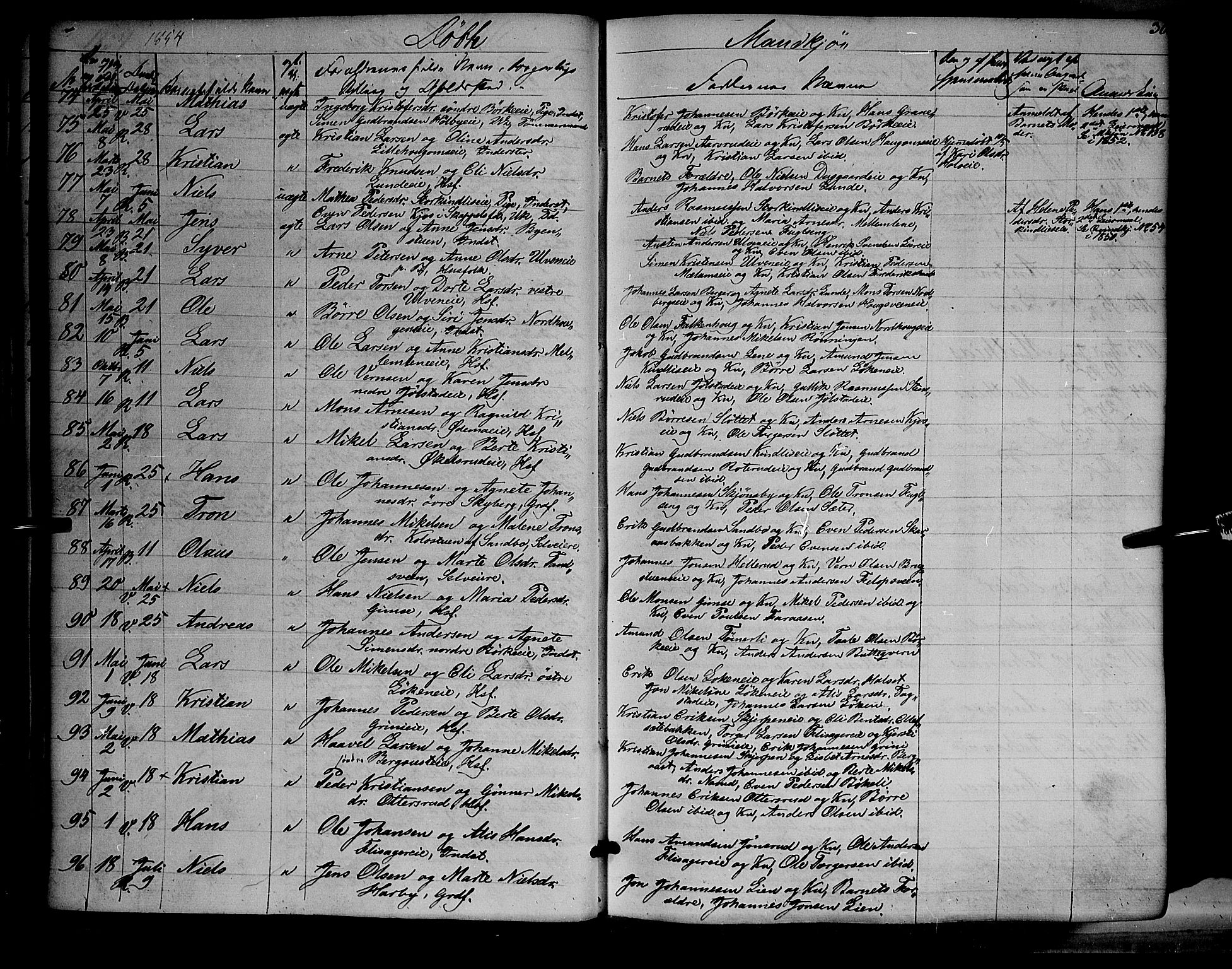 Ringsaker prestekontor, SAH/PREST-014/K/Ka/L0009: Parish register (official) no. 9, 1850-1860, p. 30
