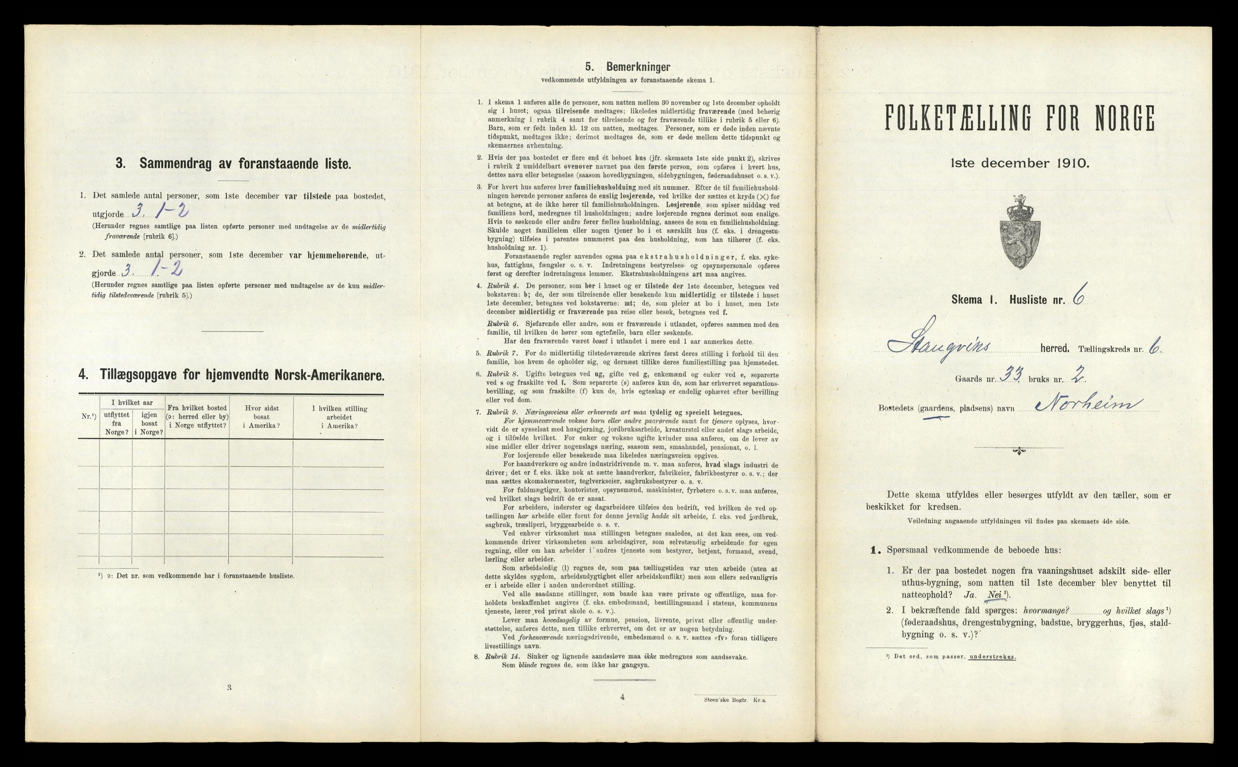 RA, 1910 census for Stangvik, 1910, p. 600