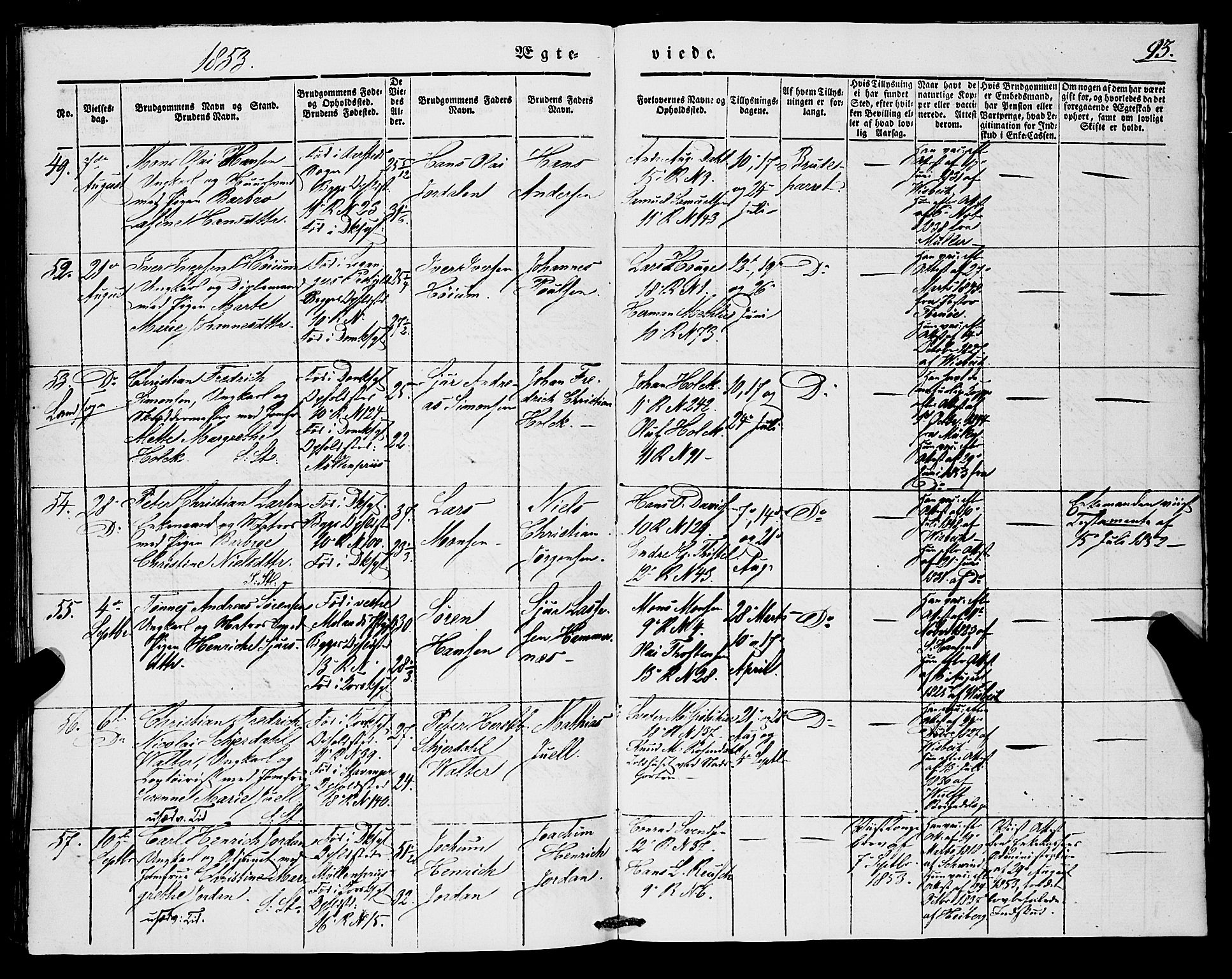 Domkirken sokneprestembete, SAB/A-74801/H/Haa/L0033: Parish register (official) no. D 1, 1841-1853, p. 93