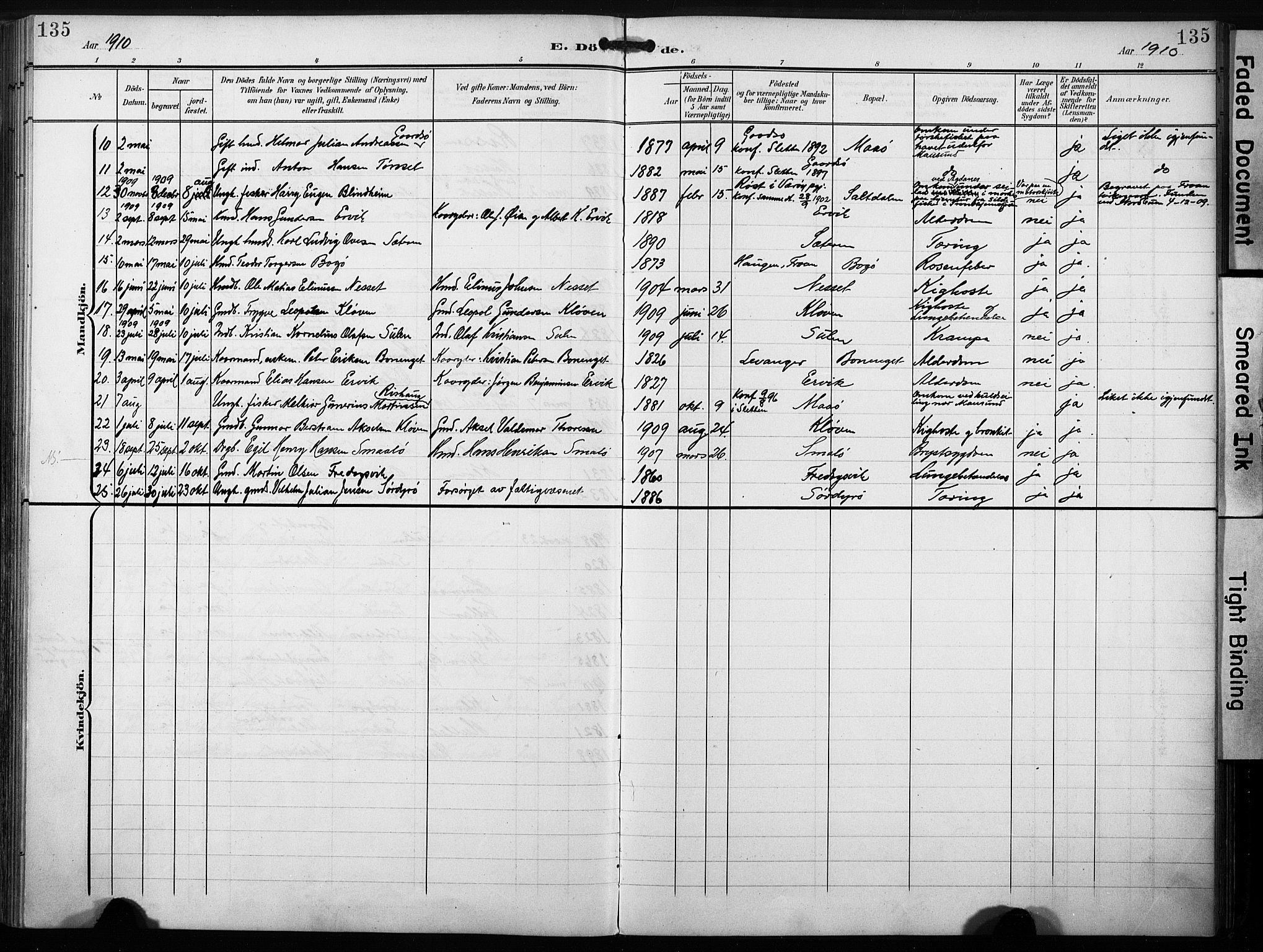 Ministerialprotokoller, klokkerbøker og fødselsregistre - Sør-Trøndelag, SAT/A-1456/640/L0580: Parish register (official) no. 640A05, 1902-1910, p. 135