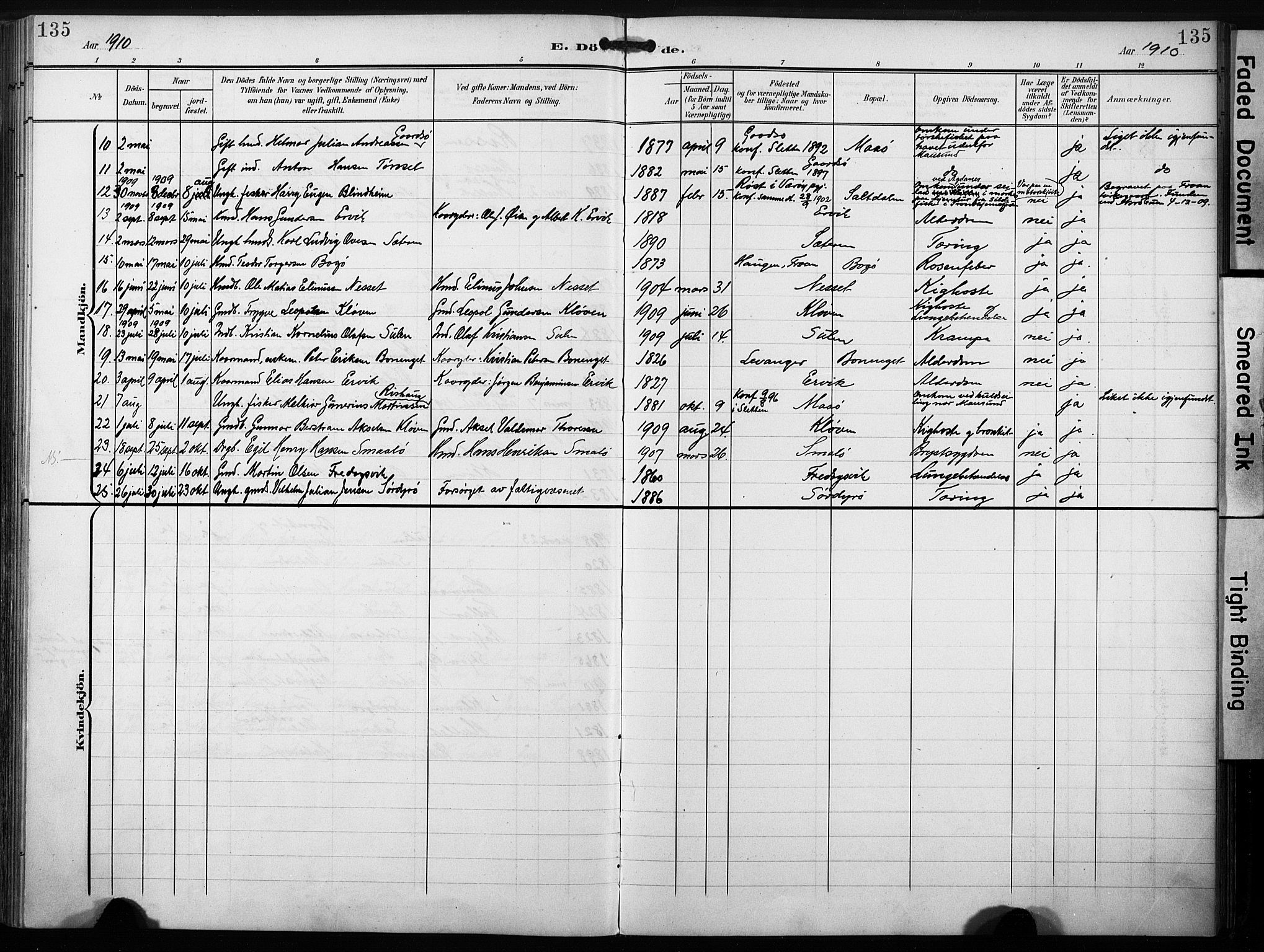 Ministerialprotokoller, klokkerbøker og fødselsregistre - Sør-Trøndelag, AV/SAT-A-1456/640/L0580: Parish register (official) no. 640A05, 1902-1910, p. 135