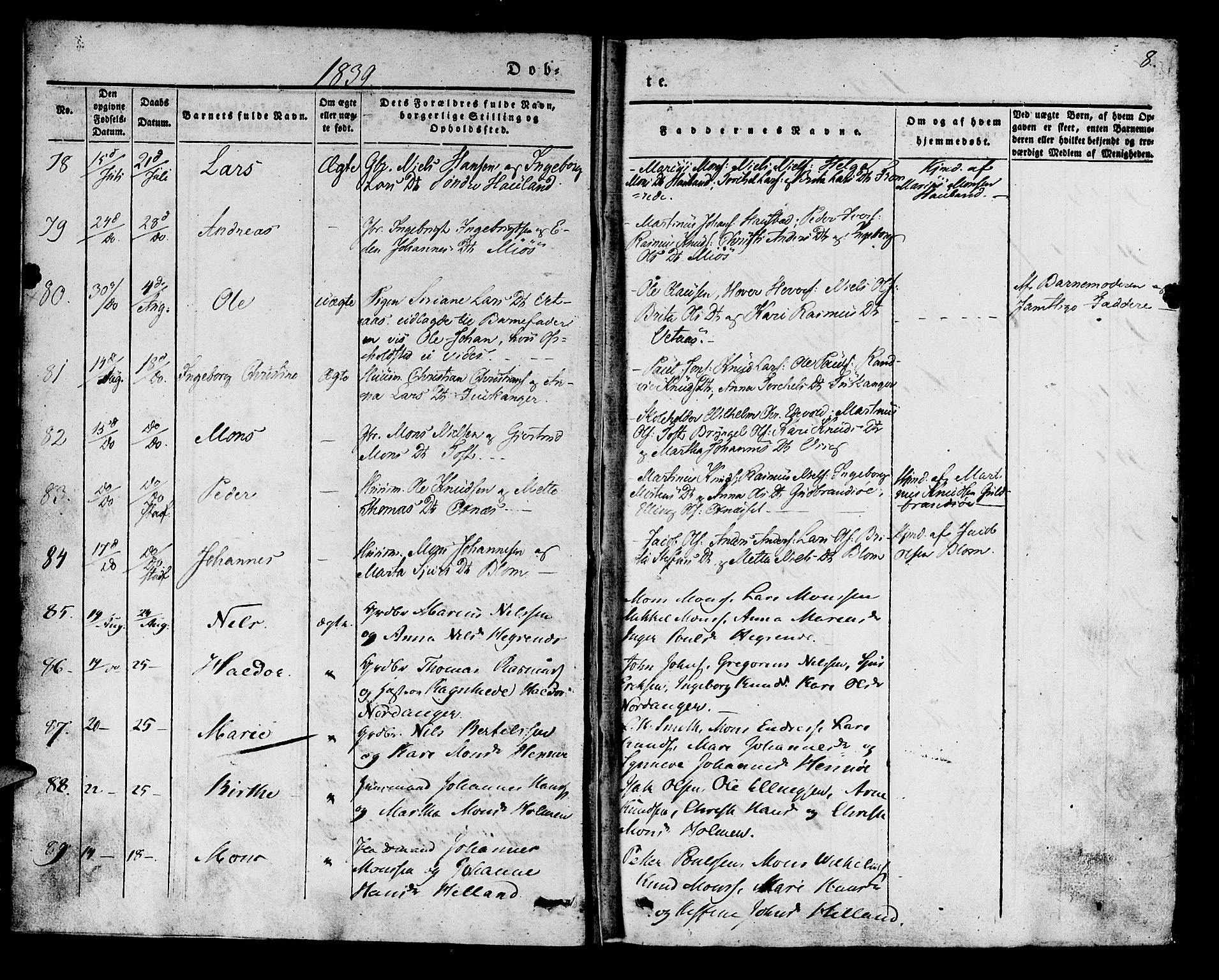 Manger sokneprestembete, AV/SAB-A-76801/H/Haa: Parish register (official) no. A 5, 1839-1848, p. 8