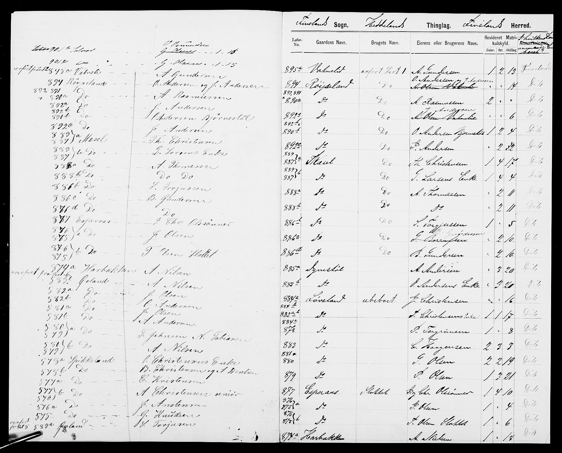 SAK, 1875 census for 1024P Bjelland, 1875, p. 735