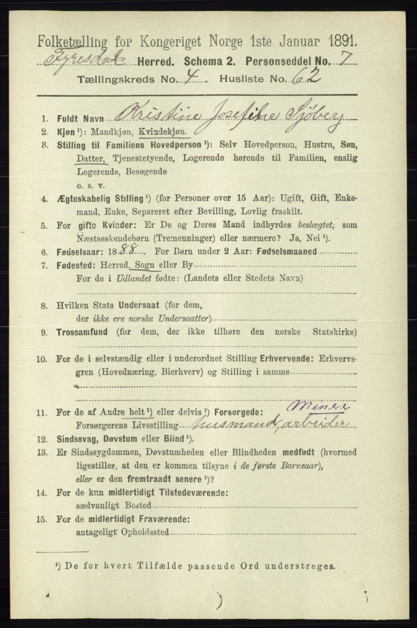 RA, 1891 census for 0831 Fyresdal, 1891, p. 1212