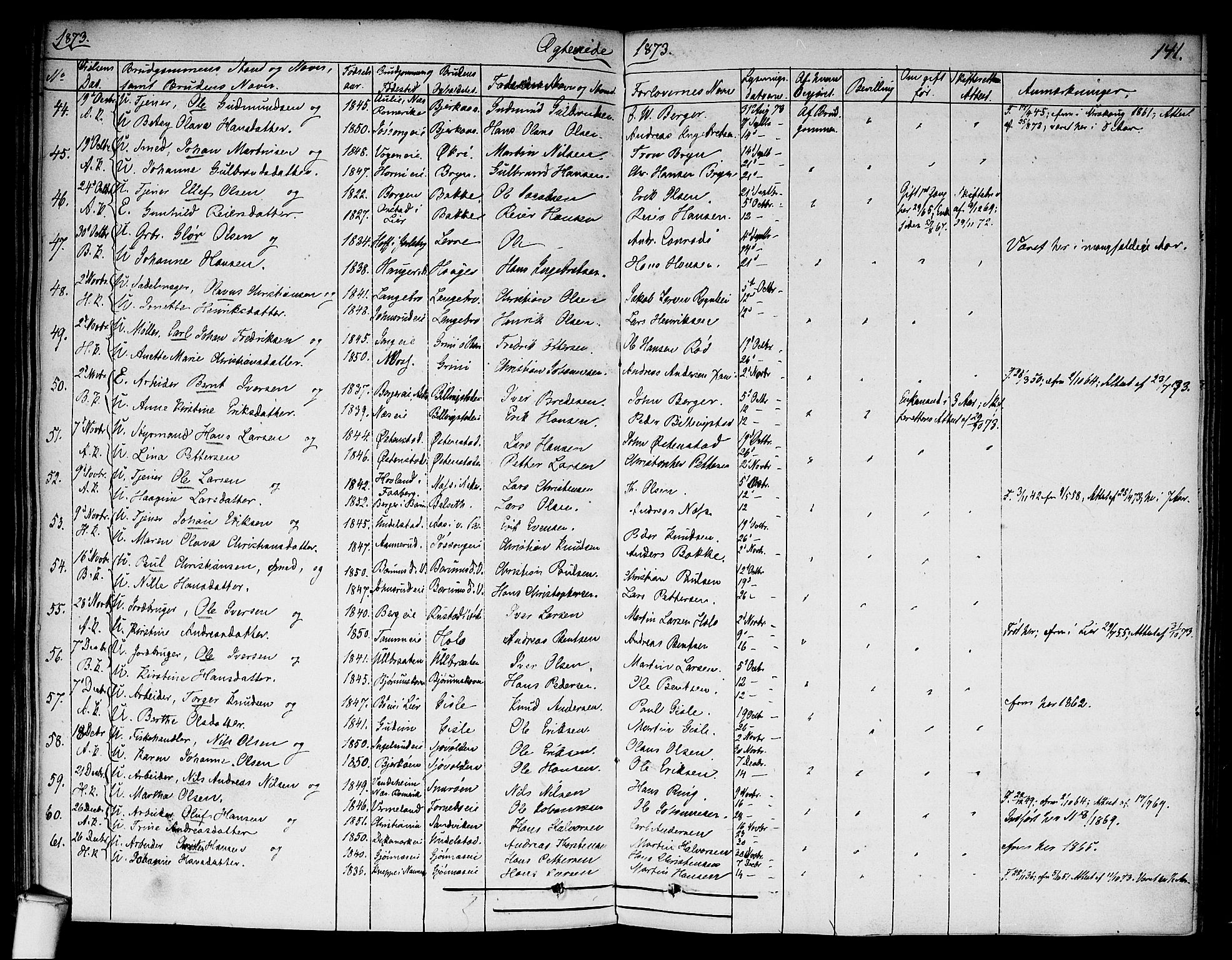 Asker prestekontor Kirkebøker, SAO/A-10256a/F/Fa/L0010: Parish register (official) no. I 10, 1825-1878, p. 141