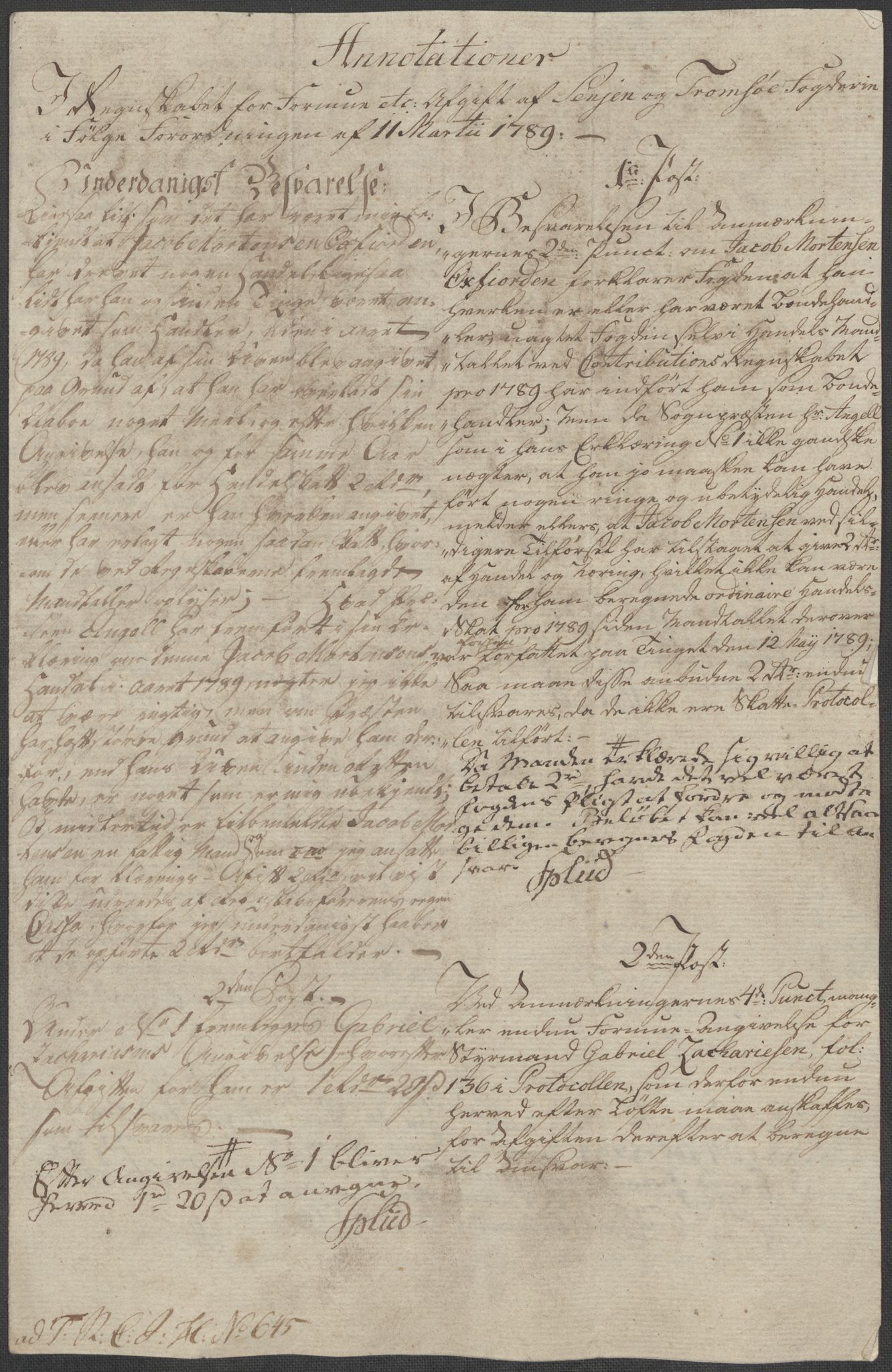Rentekammeret inntil 1814, Reviderte regnskaper, Mindre regnskaper, RA/EA-4068/Rf/Rfe/L0042:  Senja og Troms fogderi, 1789, p. 50