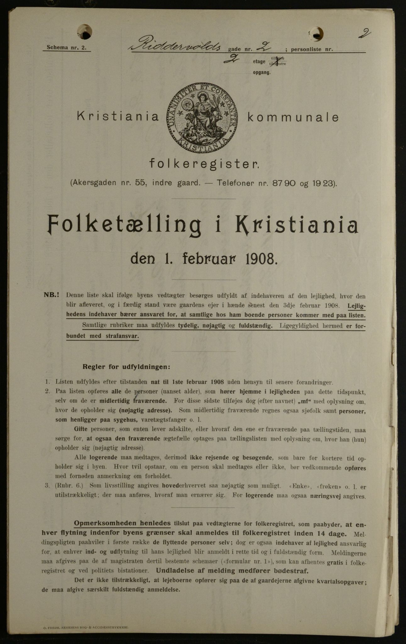 OBA, Municipal Census 1908 for Kristiania, 1908, p. 74608