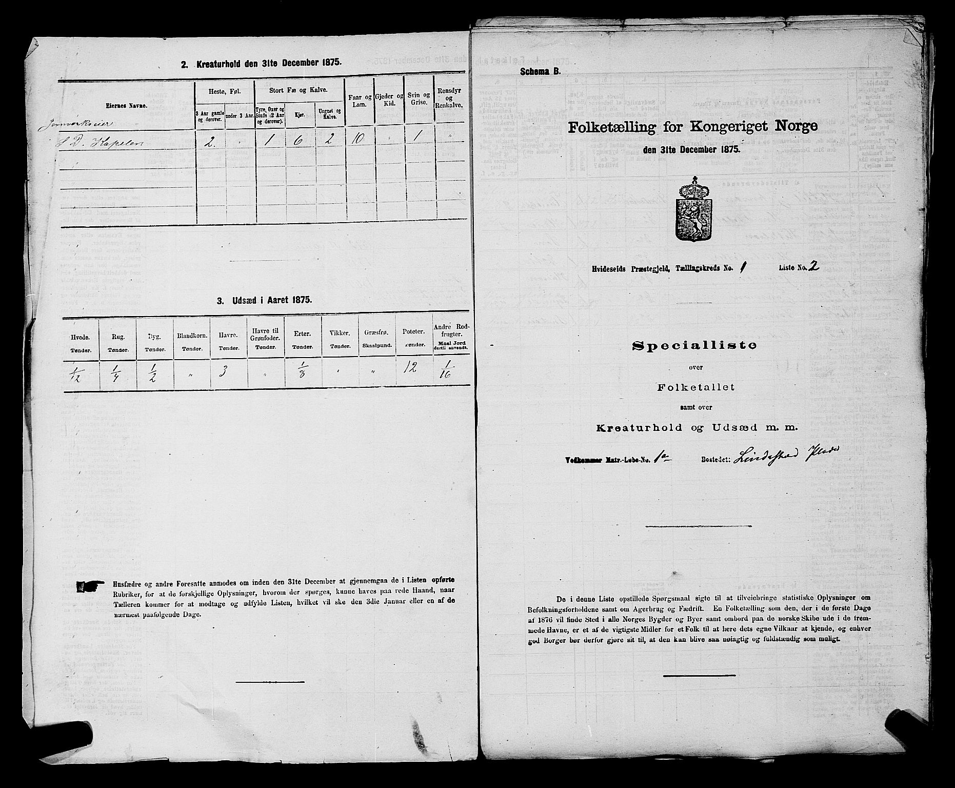 SAKO, 1875 census for 0829P Kviteseid, 1875, p. 61