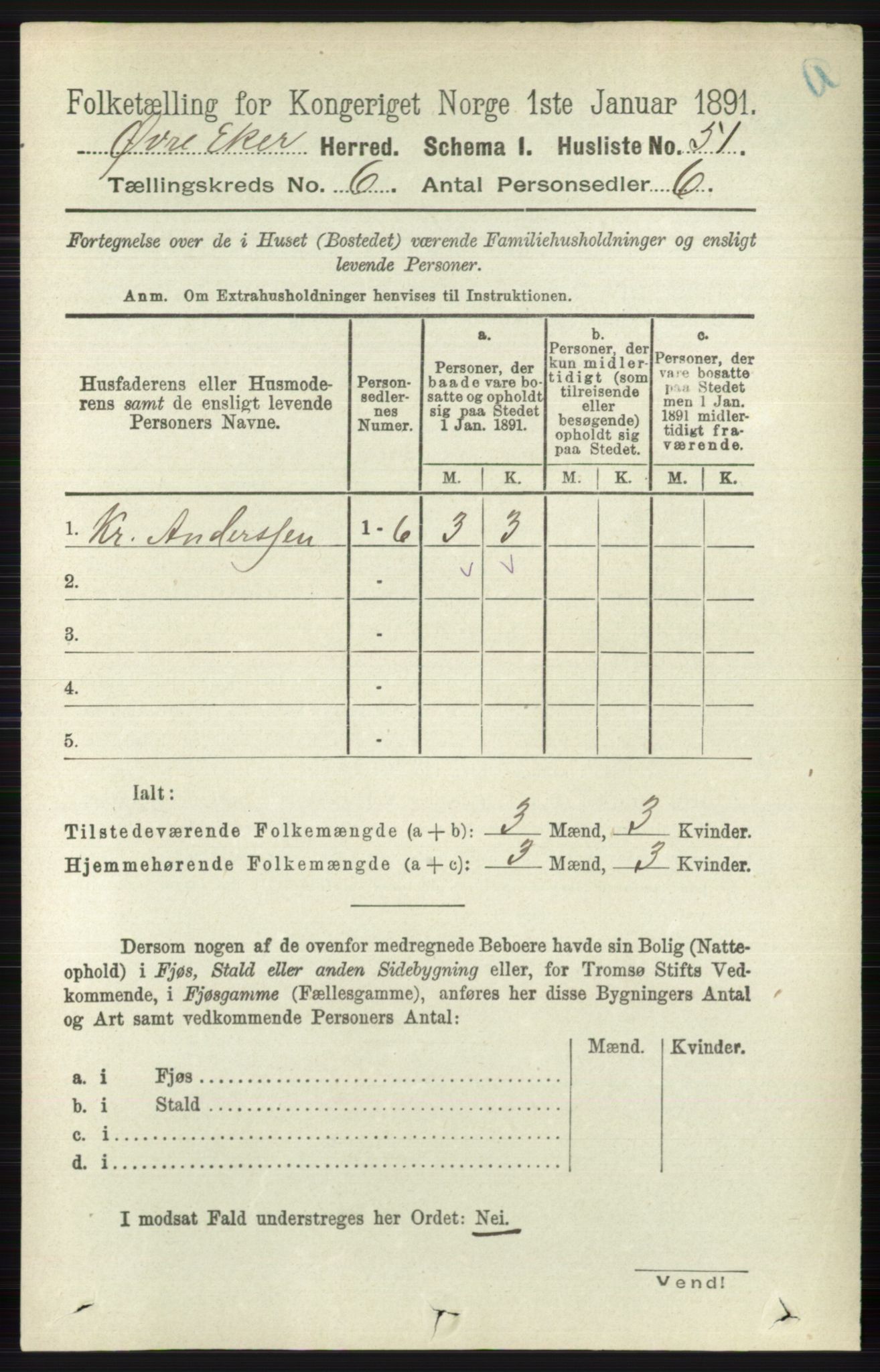 RA, 1891 census for 0624 Øvre Eiker, 1891, p. 2234