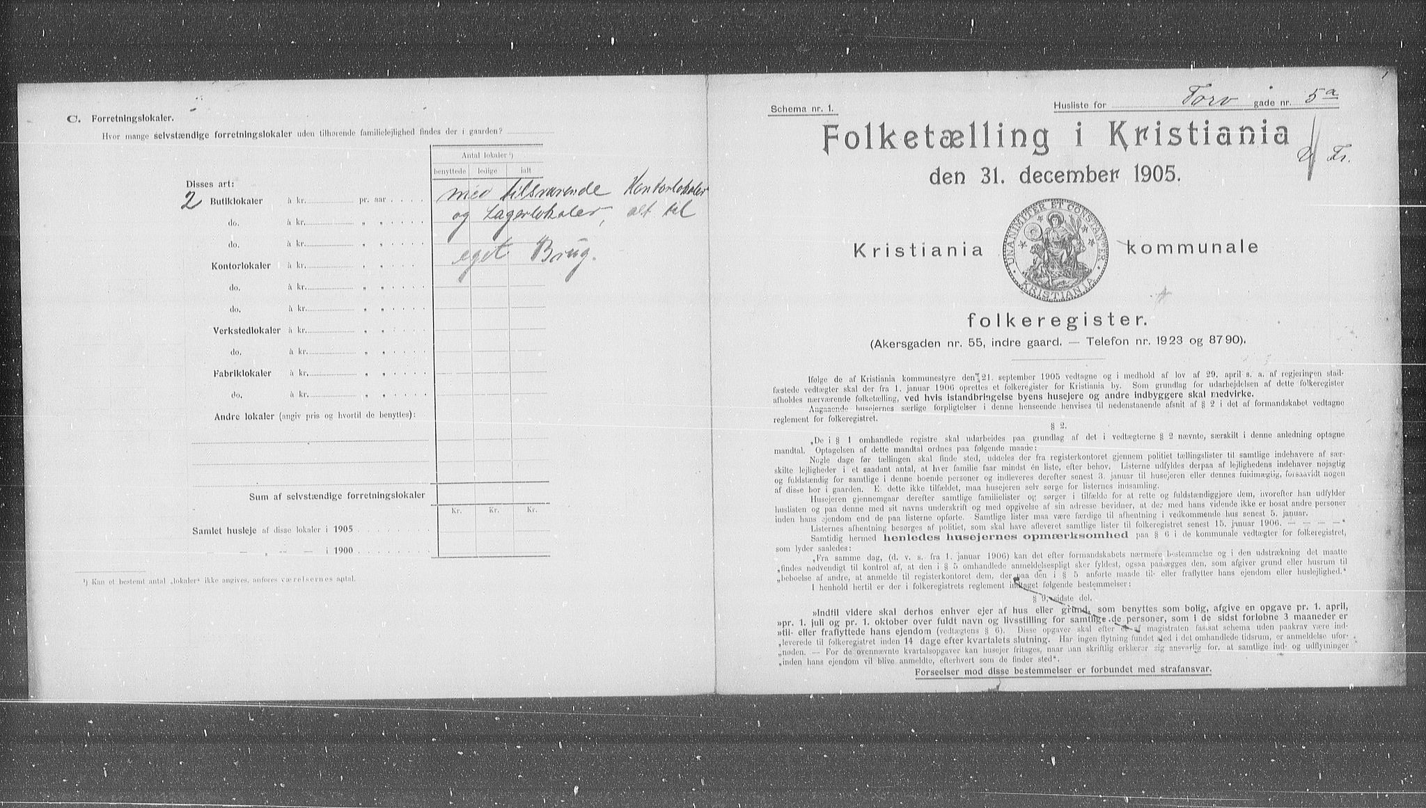 OBA, Municipal Census 1905 for Kristiania, 1905, p. 60234